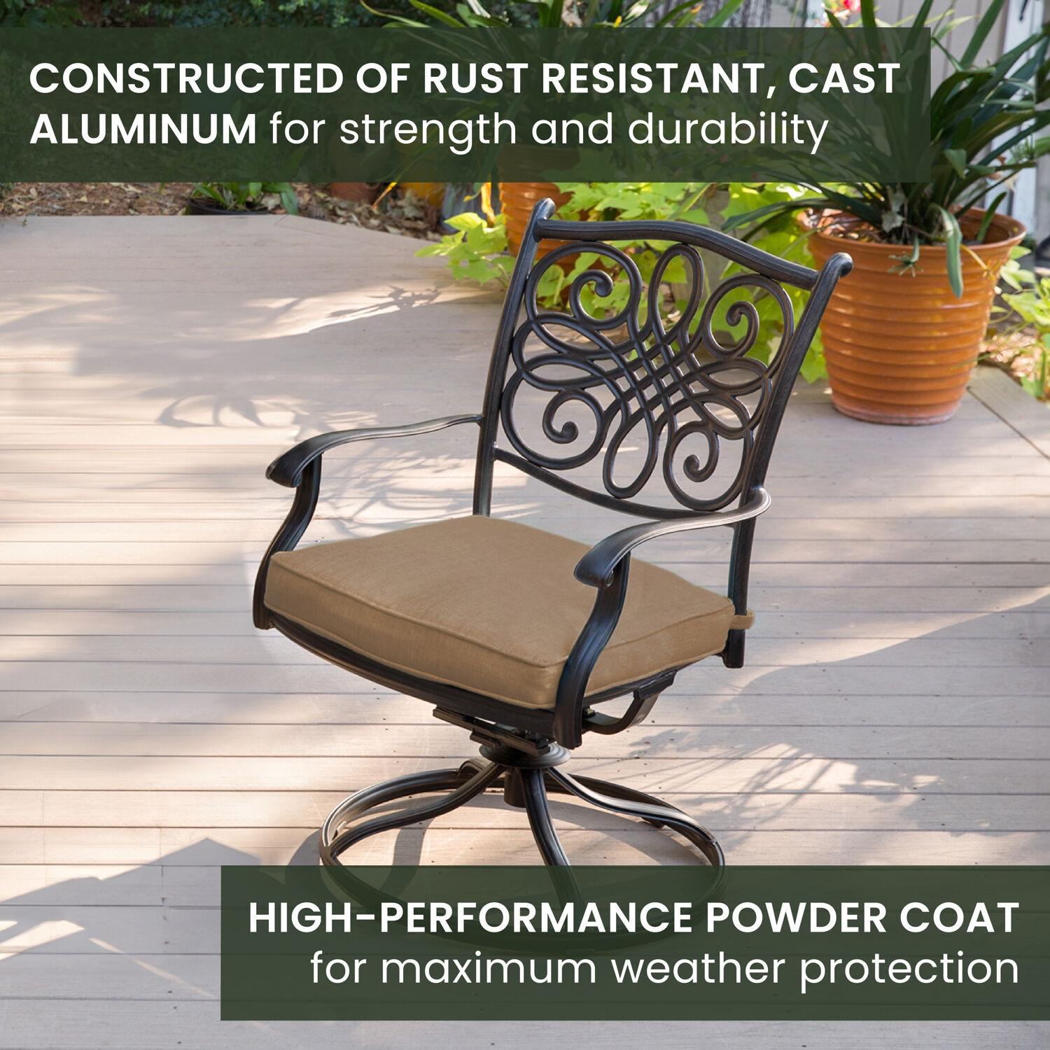 Hanover Traditions Cast Aluminum 7-Piece Outdoor Dining Set, TRADITIONS7PCSW