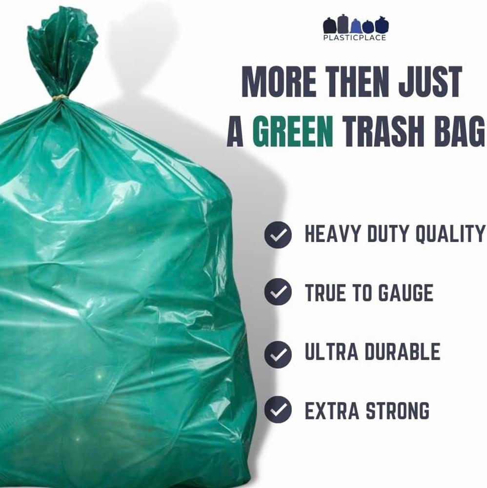 Plasticplace 55-60 Gallon Trash Bags, Green (50 Count)