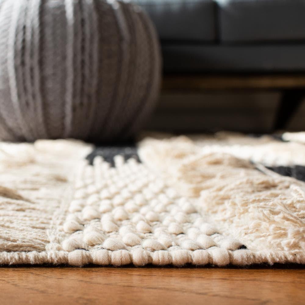 Gracie Oaks Jessen Natura Hand Woven Cotton Striped Rug