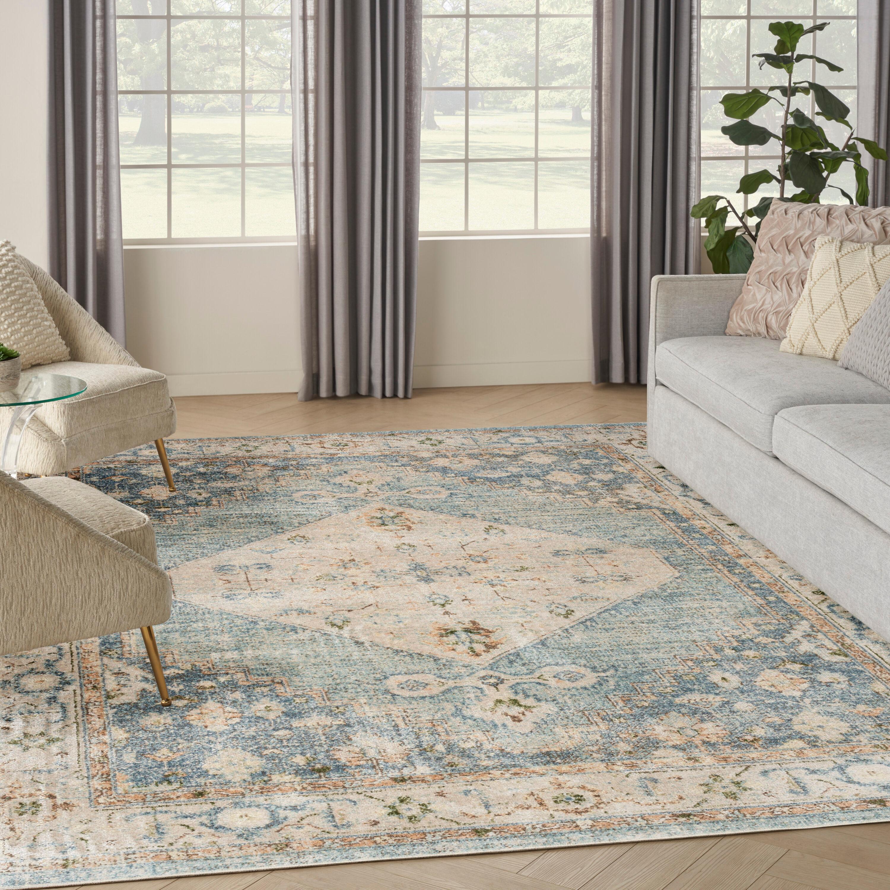 Nourison Astra Machine Washable Vintage Persian Indoor Rug Silver Blue 7'10" x 10'