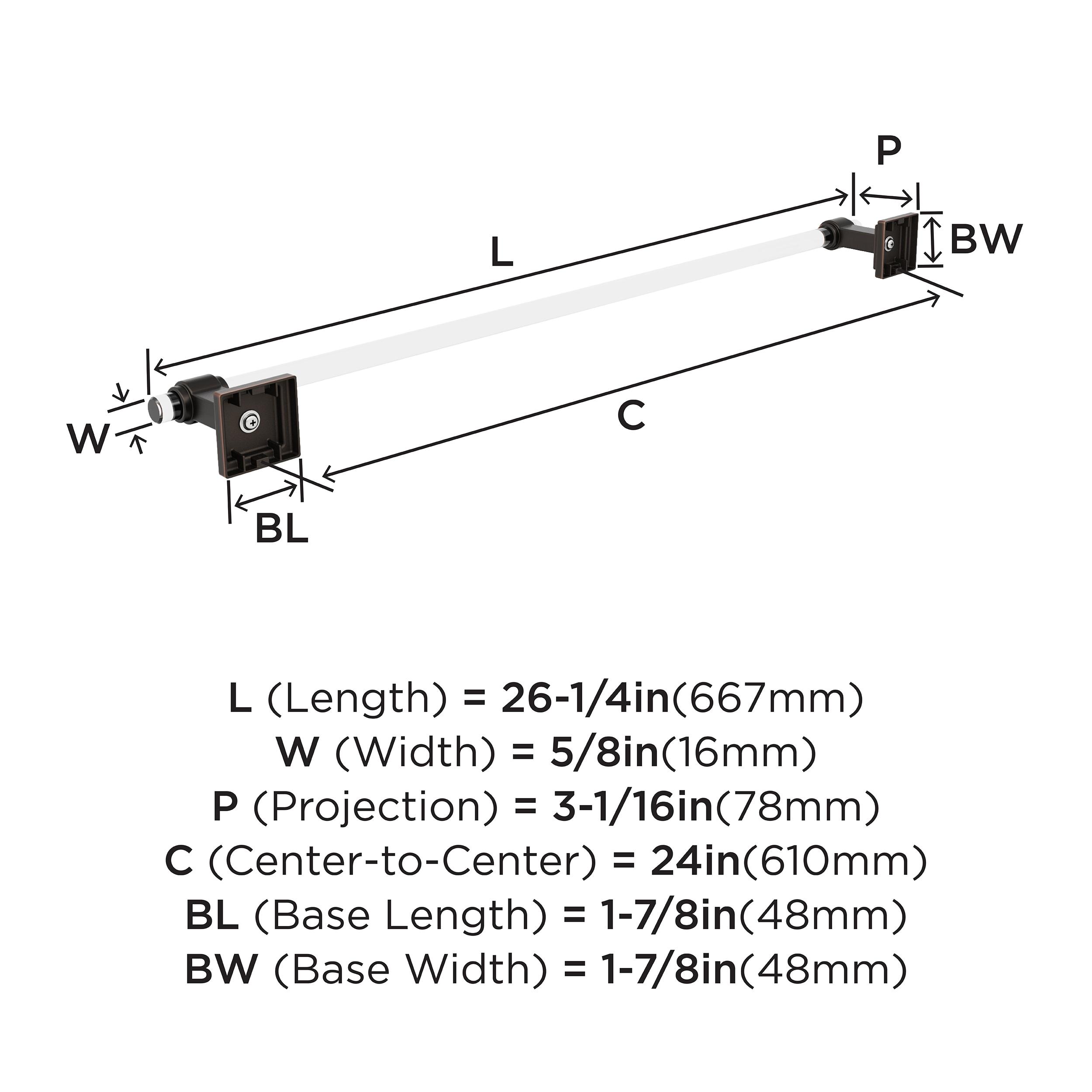 Amerock Glacio Clear/Oil-Rubbed Bronze 24 inch (610mm) Towel Bar