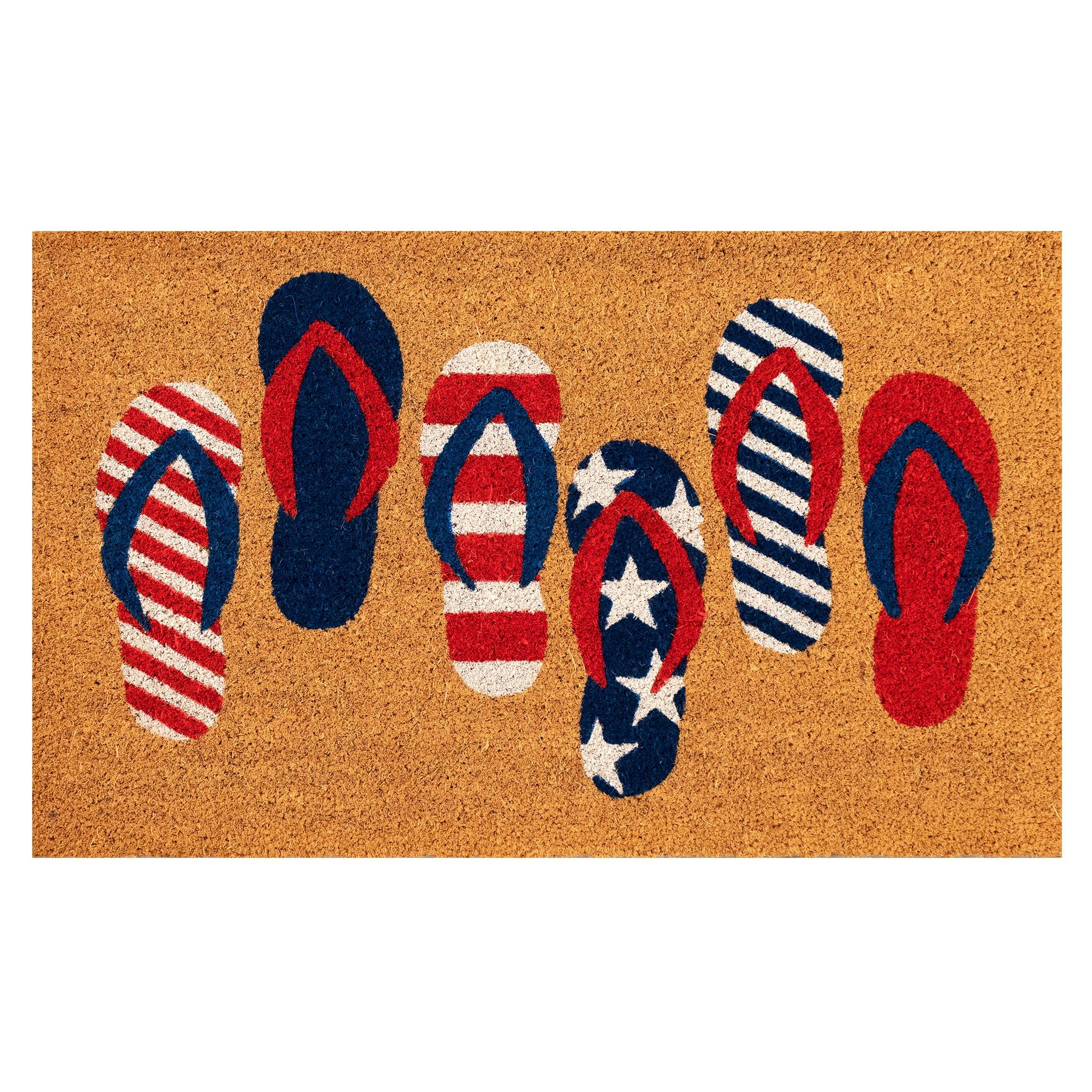 Patriotic Flip Flops Coir Outdoor Doormat 2' x 3'