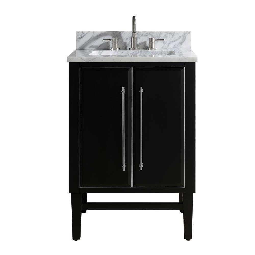 Mason 25" Black Solid Wood Vanity with Carrara Marble Top