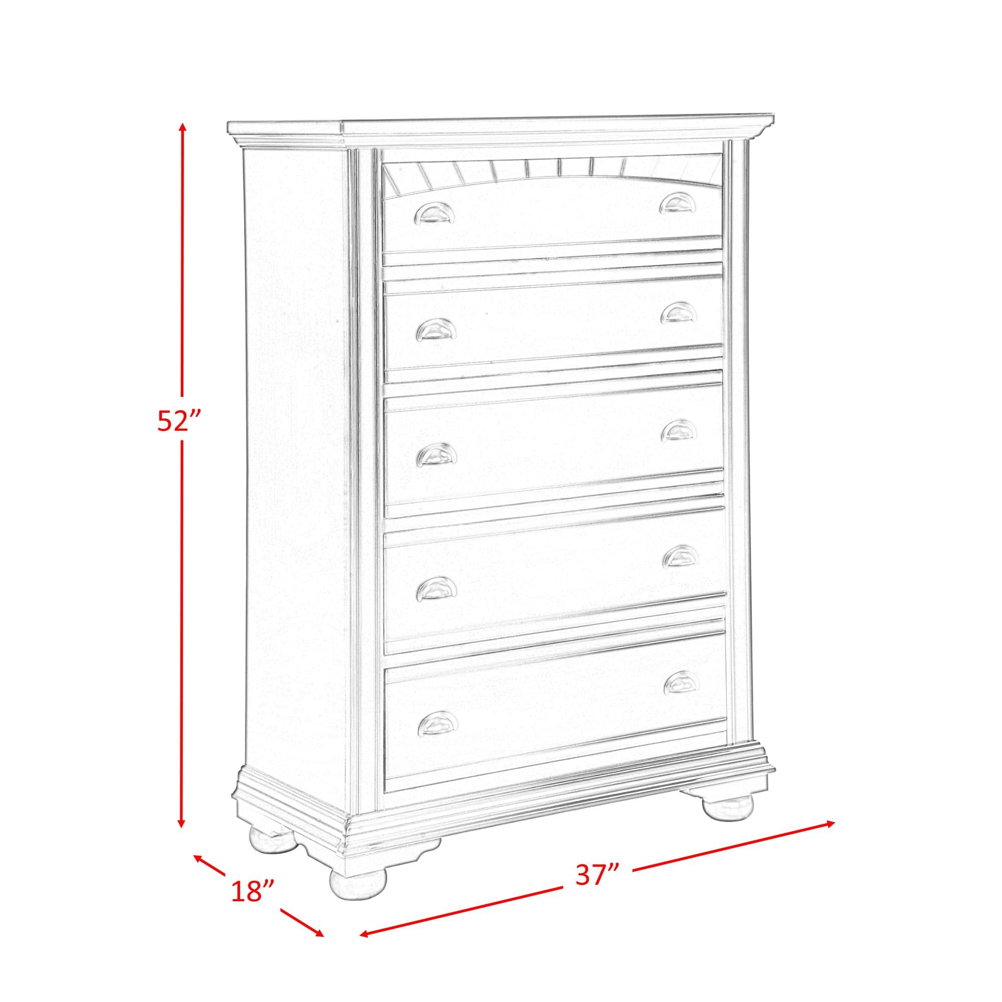 Aiden Cottage 5-Drawer Chest White - Picket House Furnishings: Vertical Storage, No Assembly, MDF & Hardwood