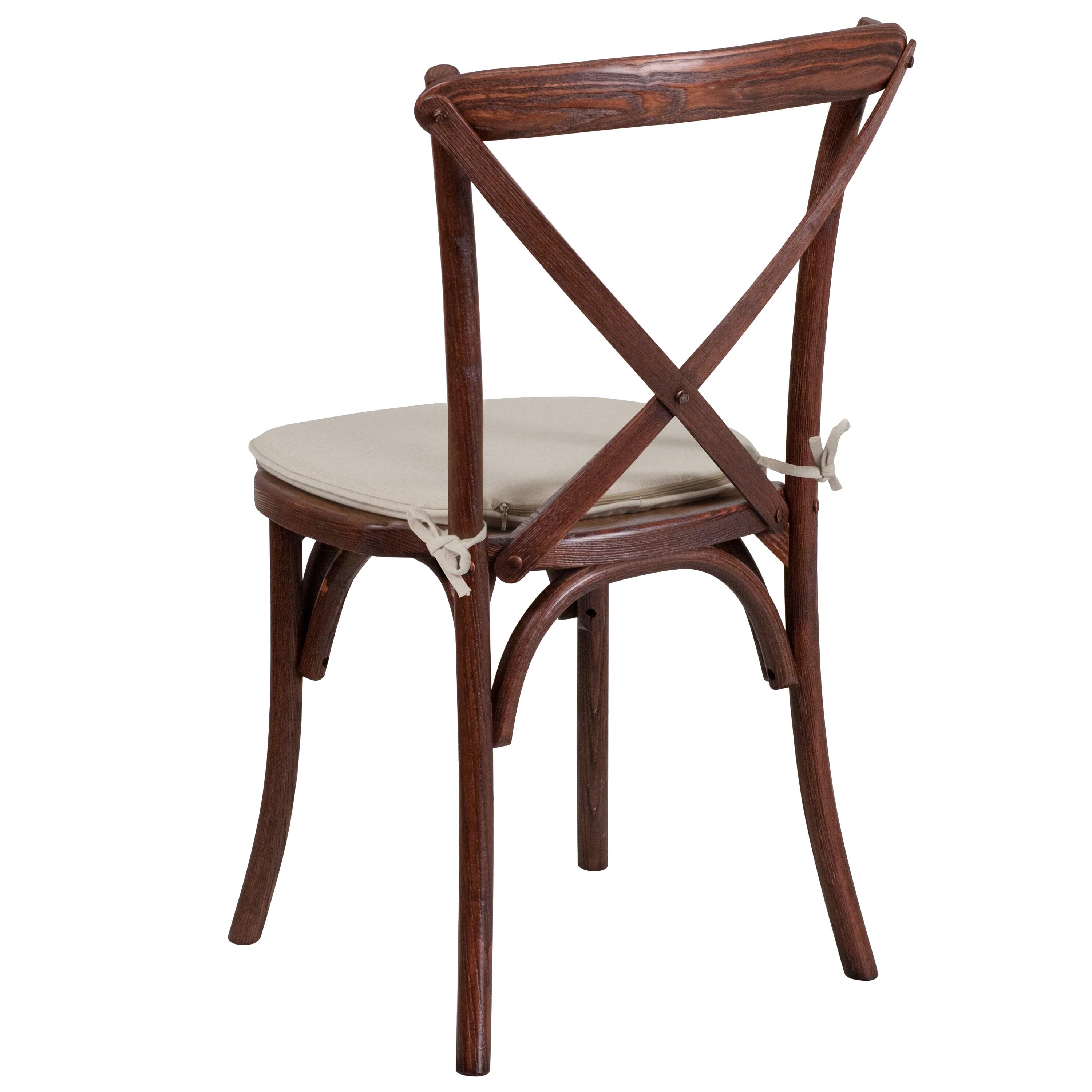 Flash Furniture HERCULES Series Stackable Mahogany Wood Cross Back Chair with Cushion