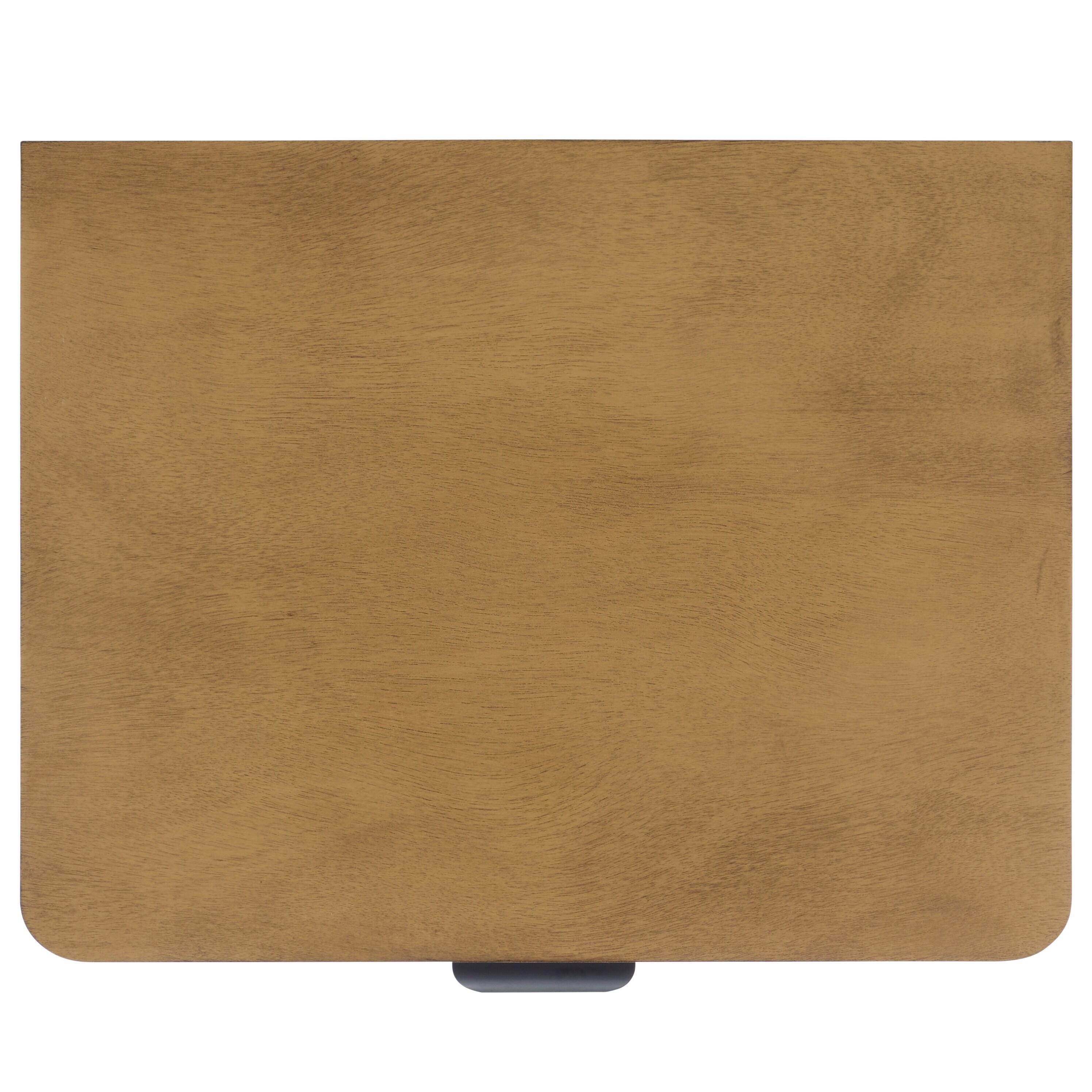 Brown Wood Rectangular End Table with Storage Drawer