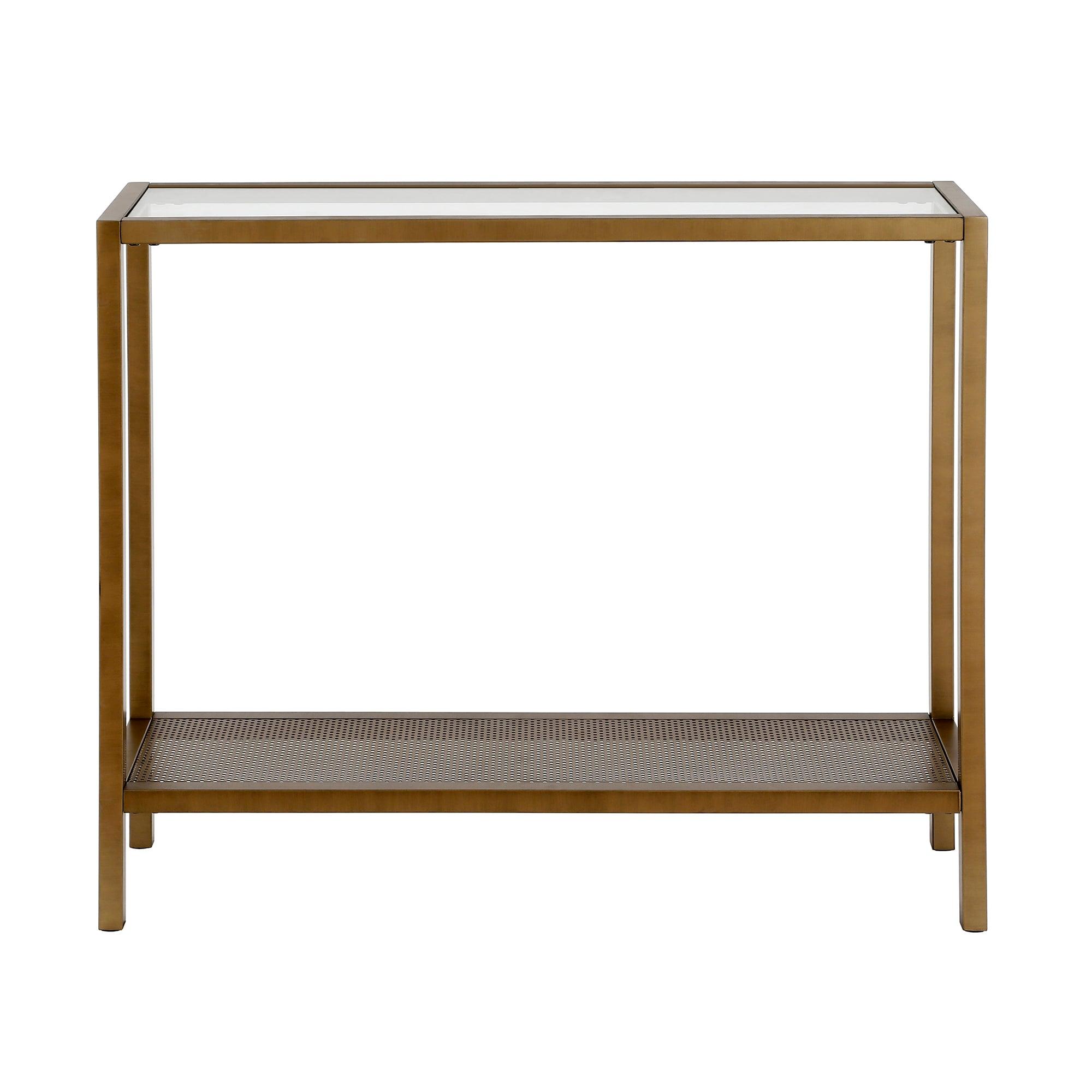 Evelyn&Zoe Rigan 36" Wide Rectangular Console Table, Brass