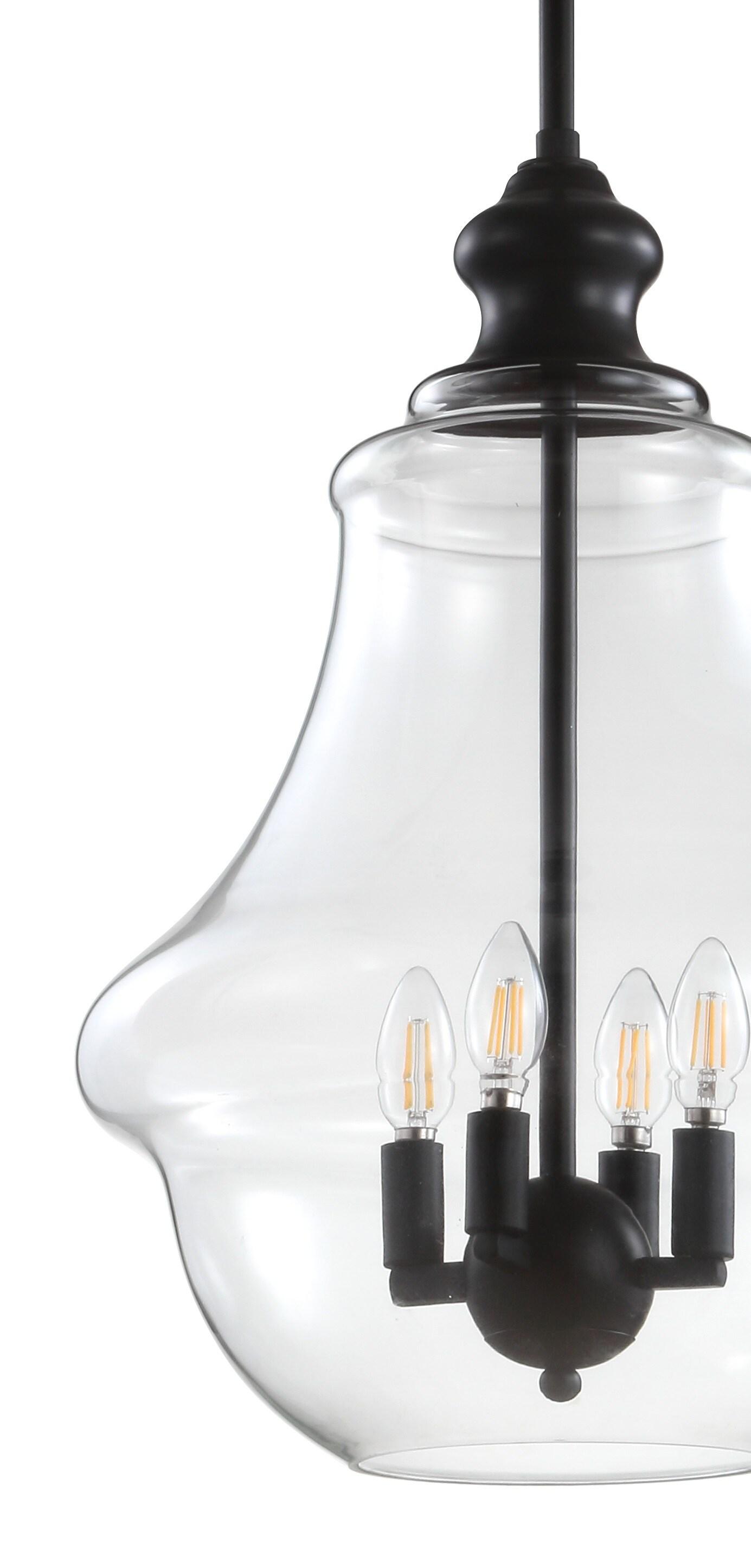 Adam 16" Adjustable Metal/Glass LED Pendant, Oil Rubbed Bronze
