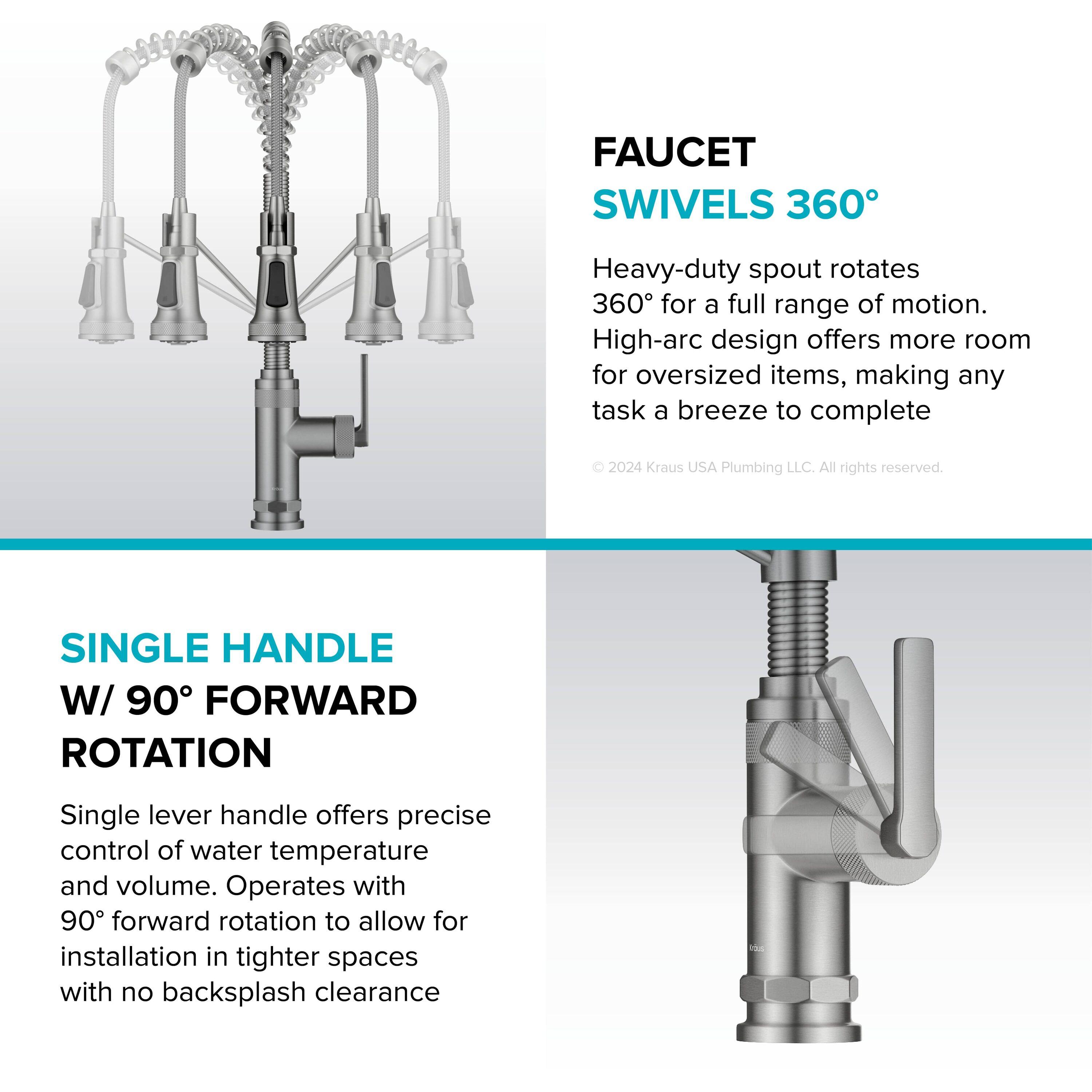 KRAUS Bolden Commercial Style 2-Function Single Handle Pull Down Kitchen Faucet