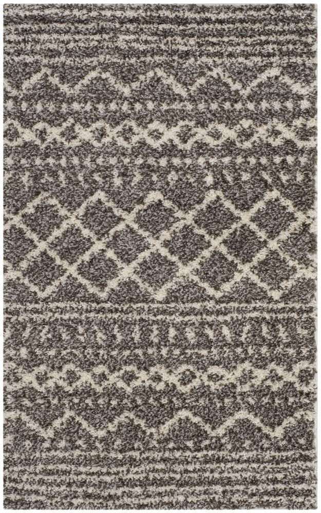 Arizona Shag ASG741 Power Loomed Indoor Area Rug - Brown/Ivory - 4'x6' - Safavieh