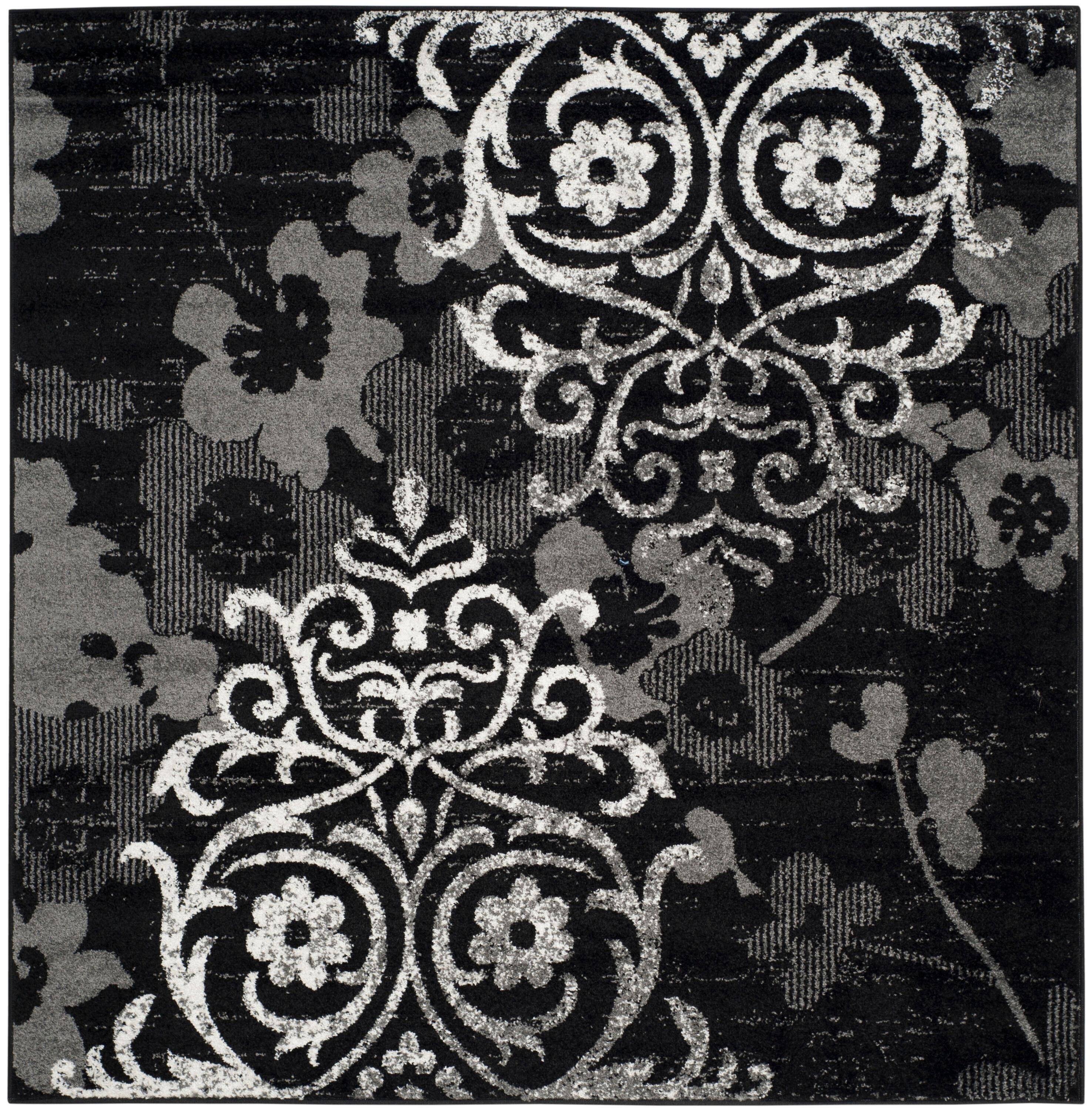 Adirondack ADR114 Machine Made Indoor Area Rug - Black/Silver - 8'x8' - Safavieh