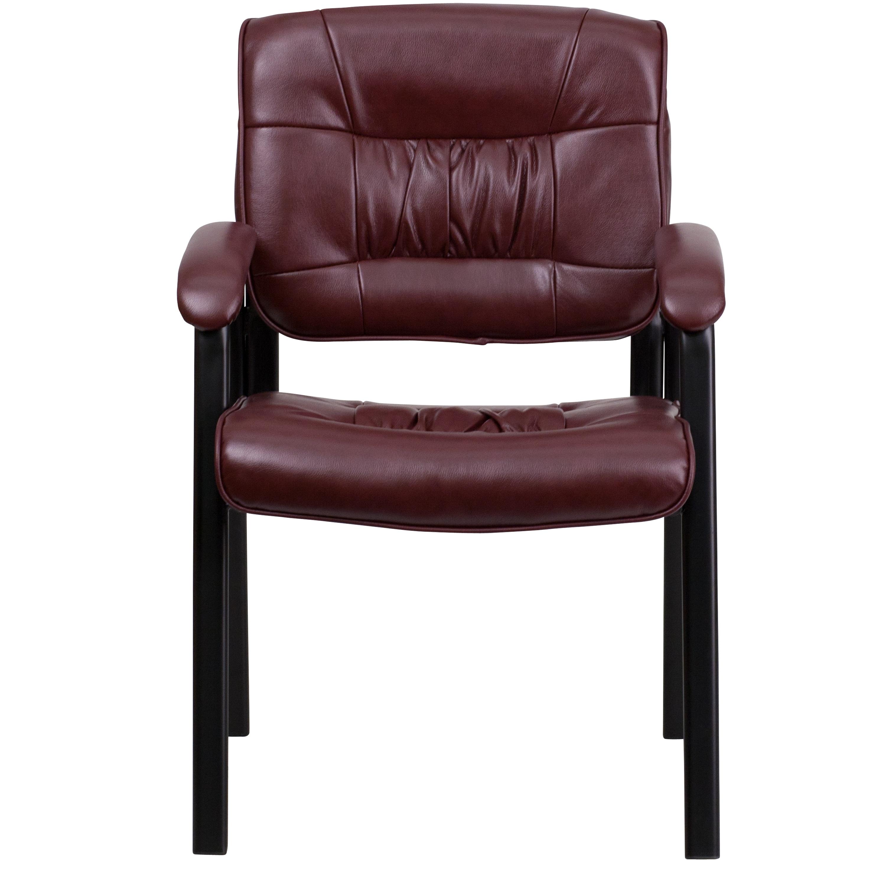 Flash Furniture Haeger LeatherSoft Tufted Executive Reception Chair with Padded Armrests, Burgundy