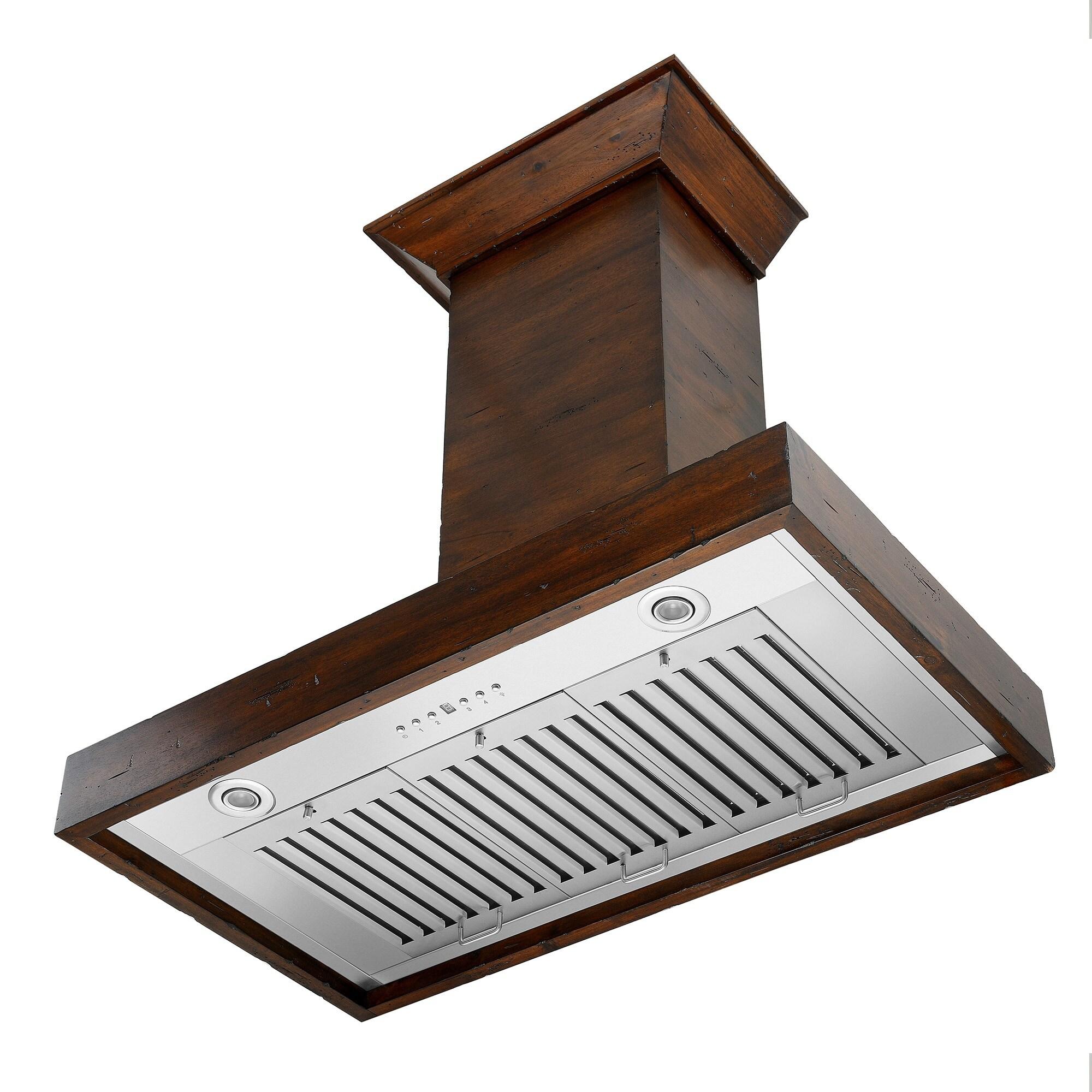 ZLINE 36" Convertible Vent Wooden Wall Mount Range Hood in Walnut