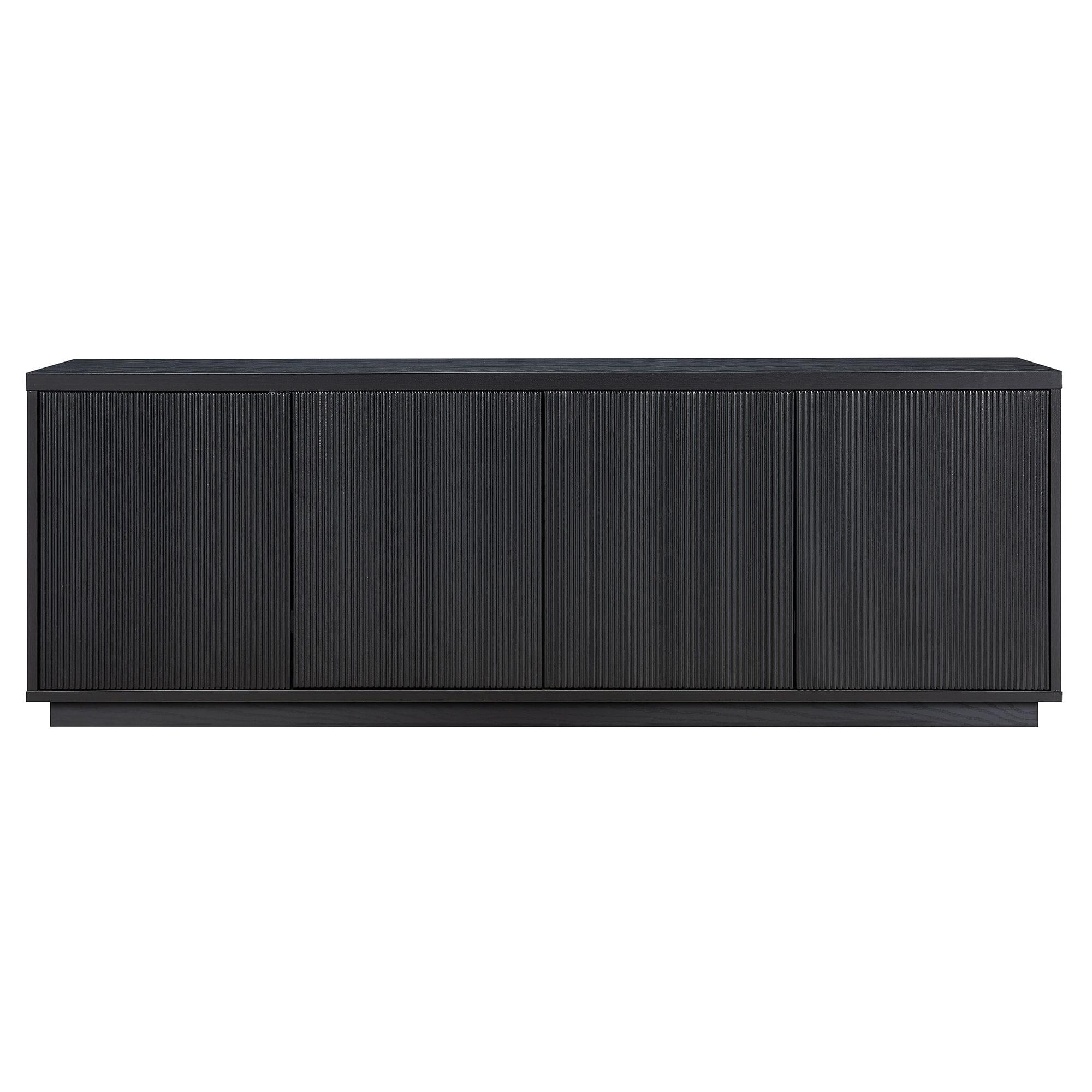 Evelyn&Zoe Hanson Rectangular TV Stand for TV's up to 75", Black Grain