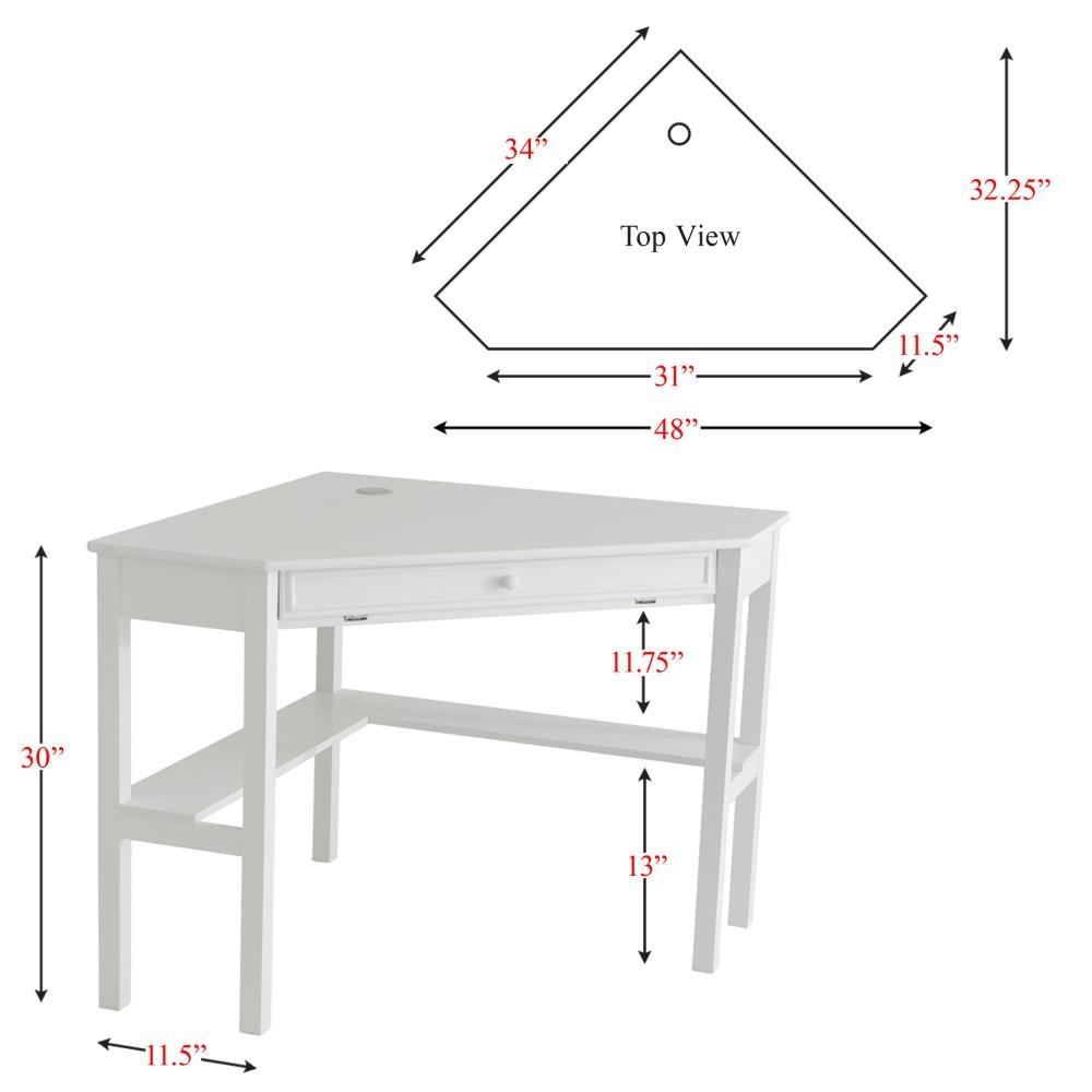 Southern Enterprises Corner Desk - White - Aiden Lane: Wood Composite, Cable Management, 40lb Capacity