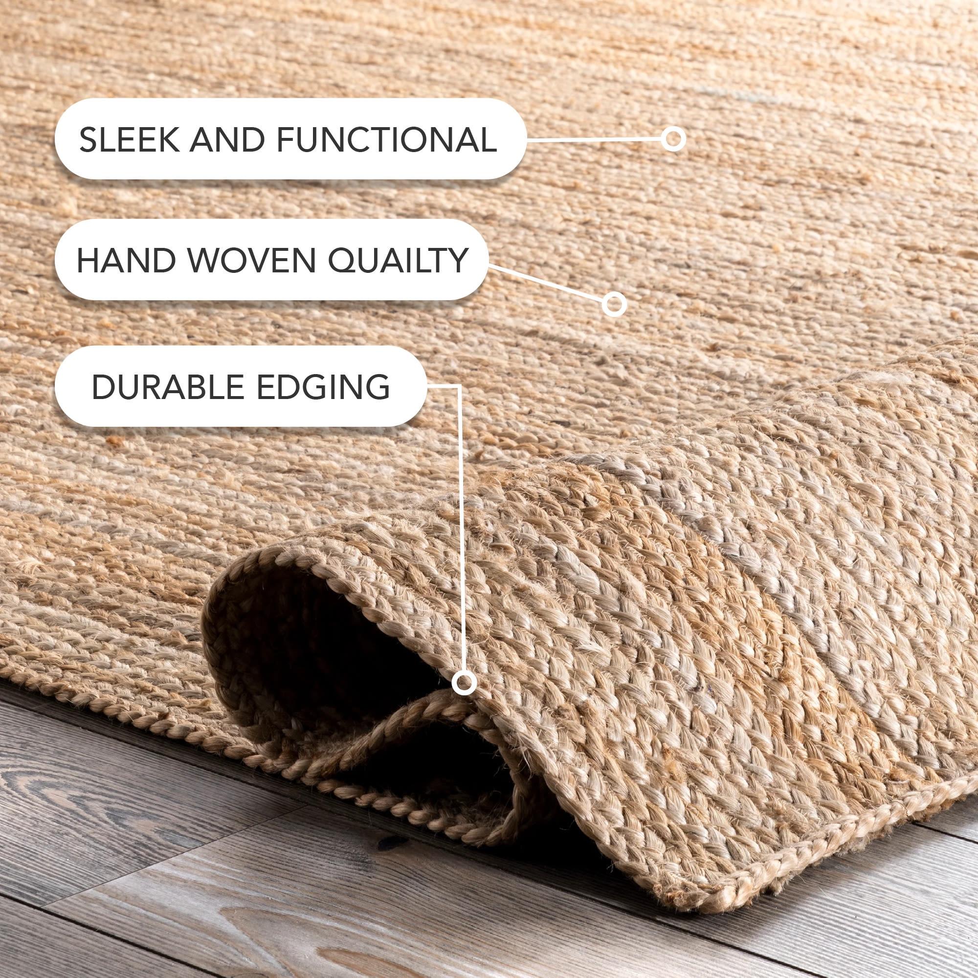 nuLOOM Rigo Hand Woven Farmhouse Jute Area Rug, 10' x 13', Natural