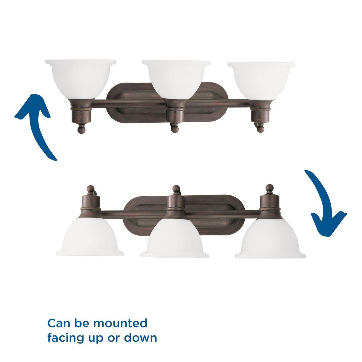 Progress Lighting Madison 3-Light Wall Bracket, Antique Bronze, White Etched Glass