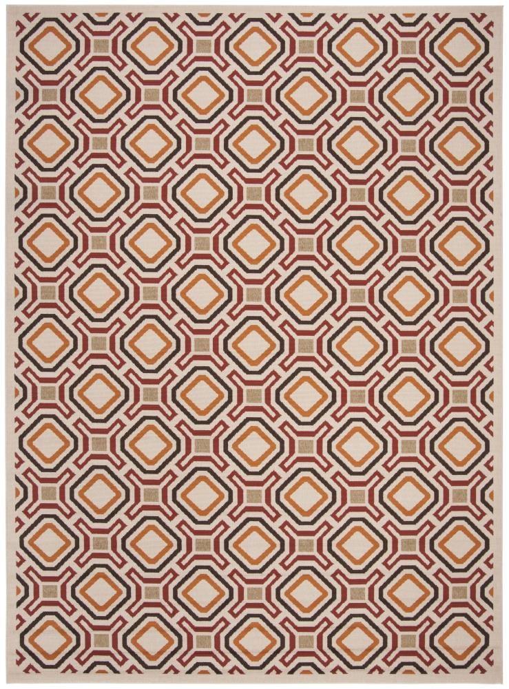 Veranda VER089 Power Loomed Indoor/Outdoor Area Rug - Creme/Red - 8'x11' - Safavieh