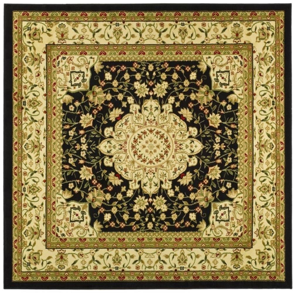 Lyndhurst LNH213 Power Loomed Area Rug - Black/Ivory - 8'x8' - Safavieh.