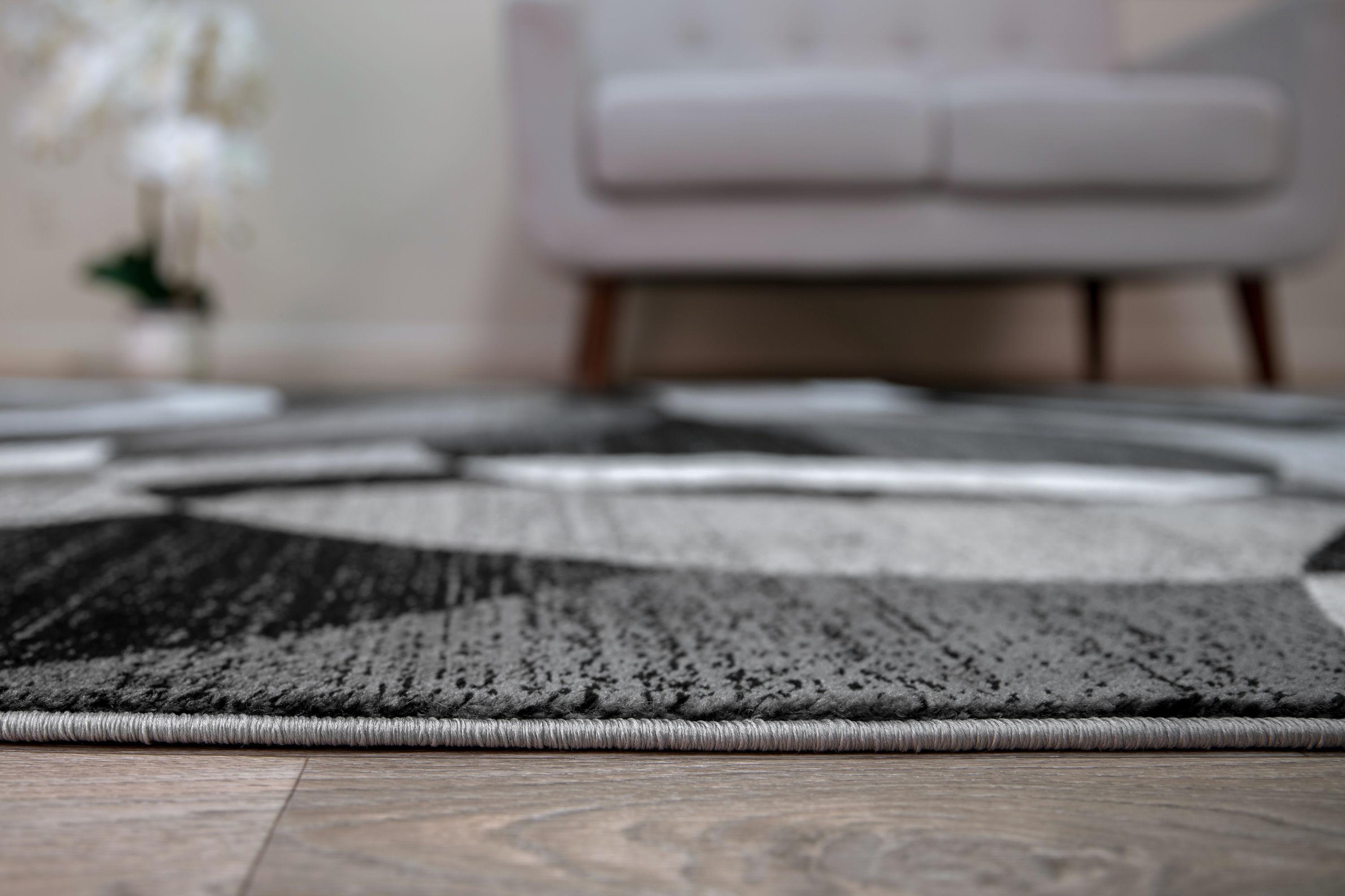 World Rug Gallery Geometric Circles Gray 7'10" x 10'2" Indoor Area Rug