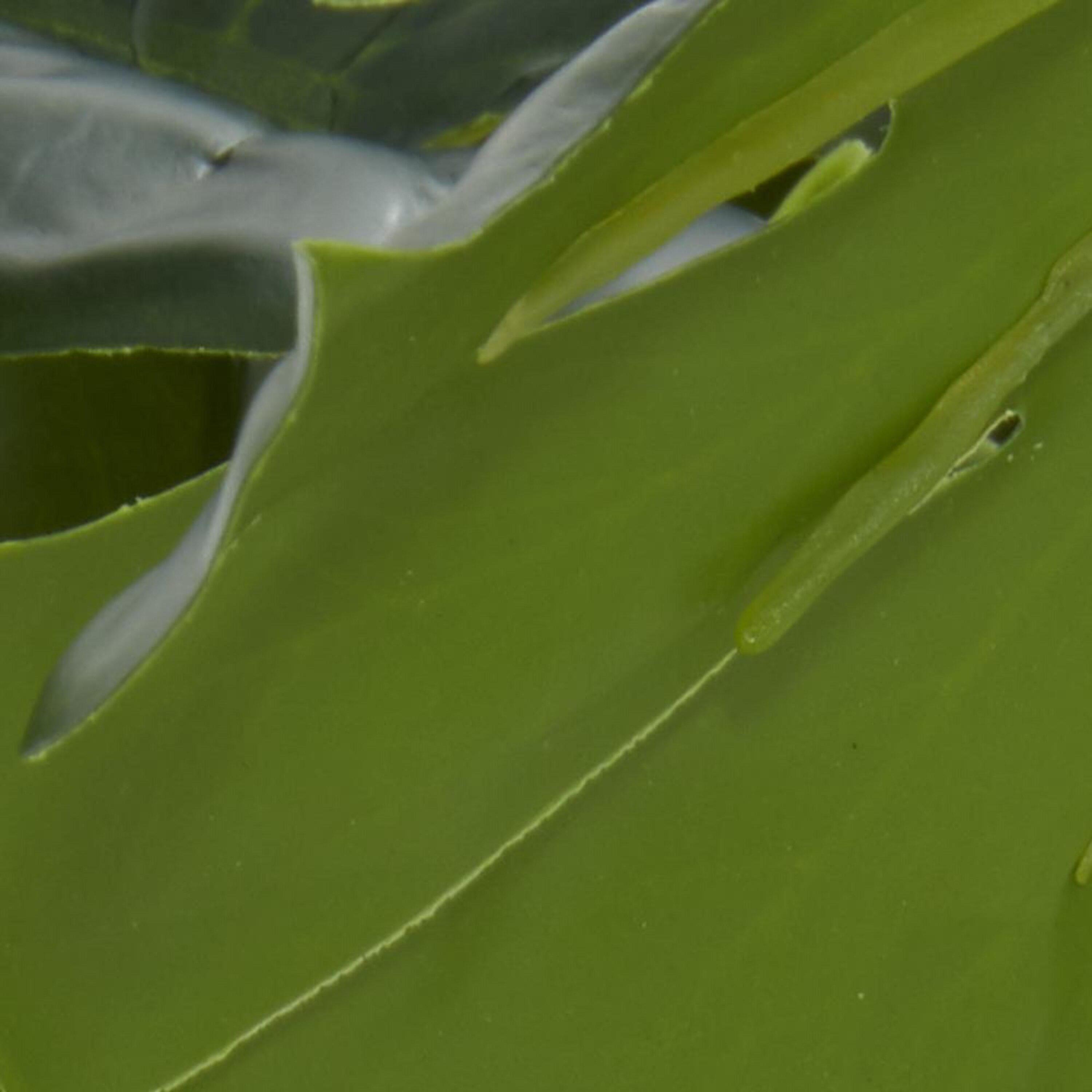 DecMode 16" Artificial Monstera Plant in Realistic Leaves and Black Plastic Pot