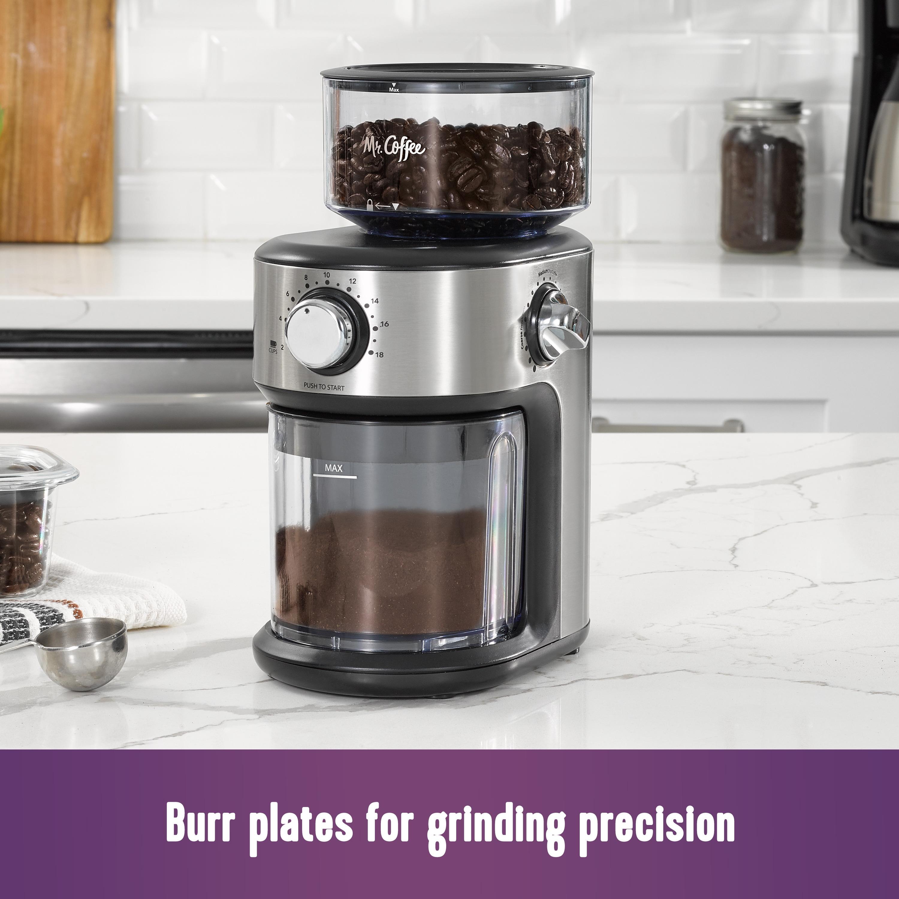 Mr. Coffee Cafe Grind 18 Cup Automatic Burr Grinder, Stainless Steel