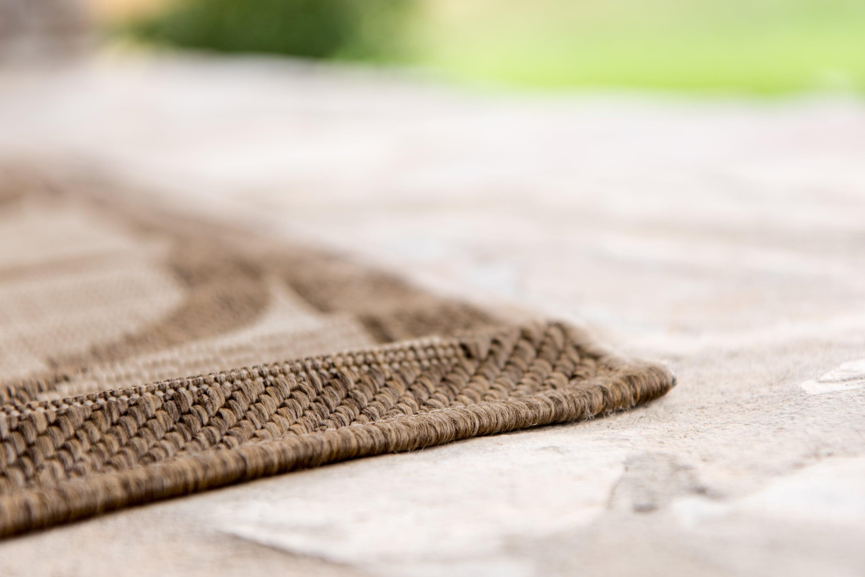 Unique Loom Outdoor Trellis Collection Area Rug - Moroccan (7' 1" x 10' Rectangle Beige and Brown/Beige)