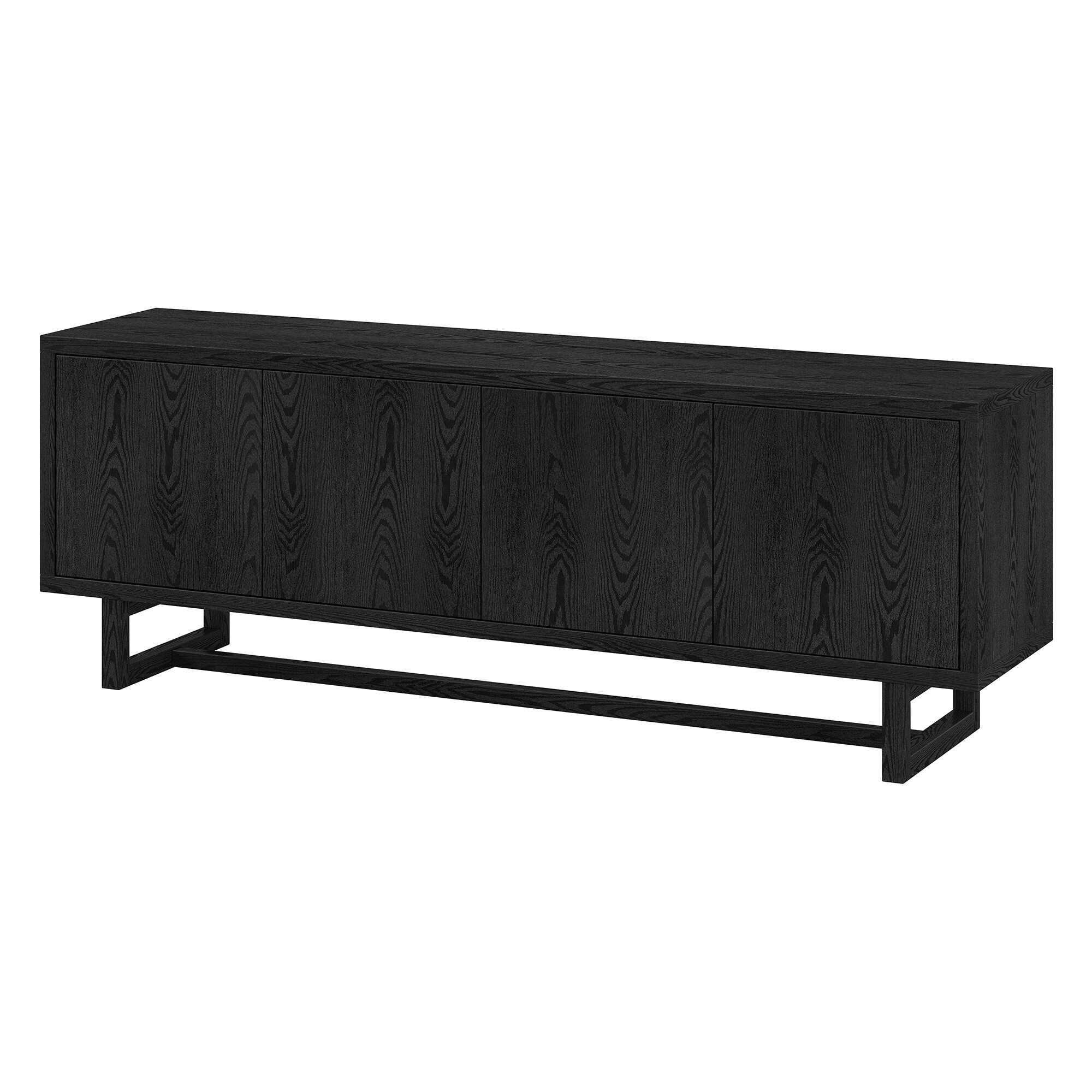 Evelyn&Zoe Cutler Rectangular TV Stand for TV's up to 75", Black Grain