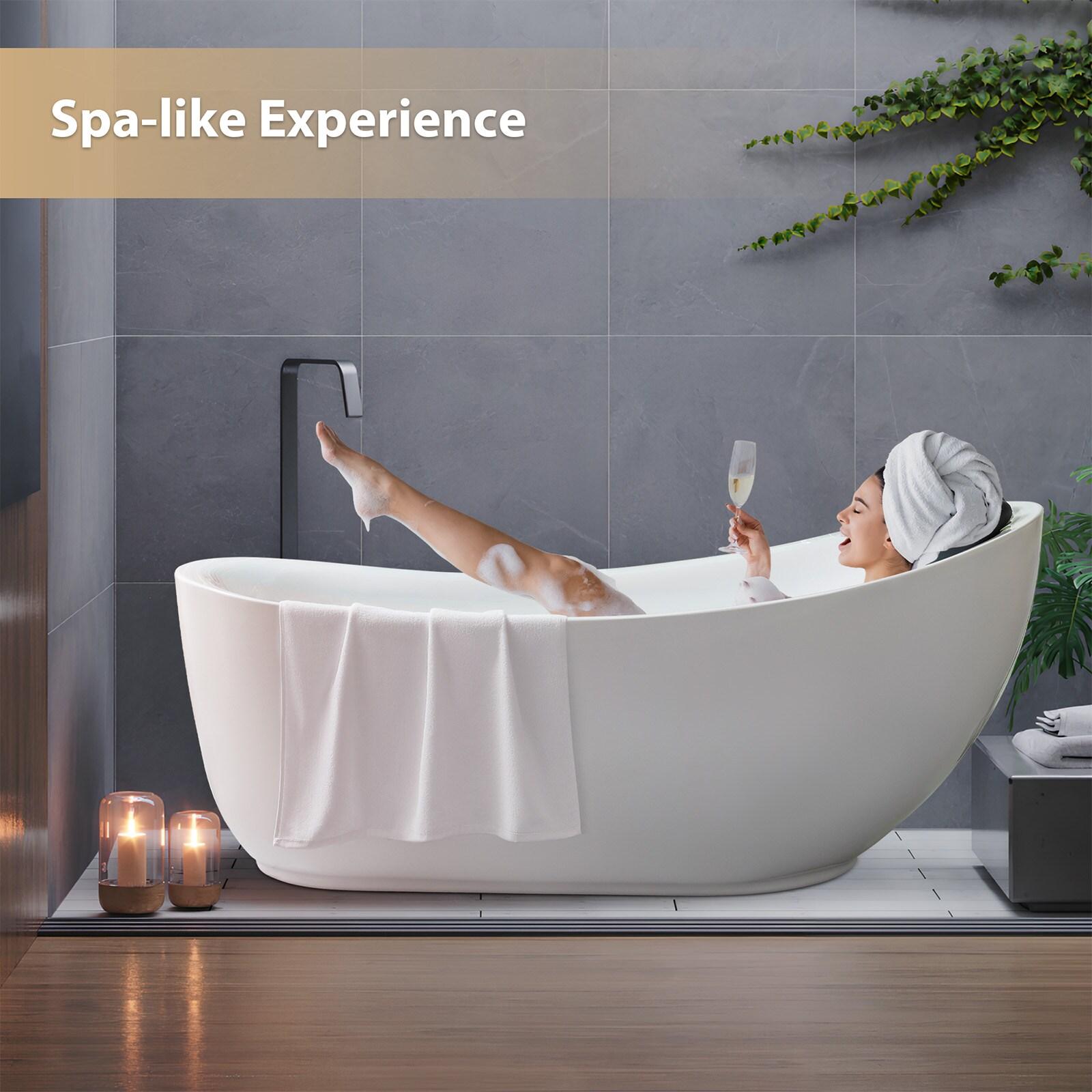 Vanity Art 71" x 34" Acrylic Freestanding Bathtub Contemporary Soaking Tub with Overflow and Pop-Up Drain, VA6512-L