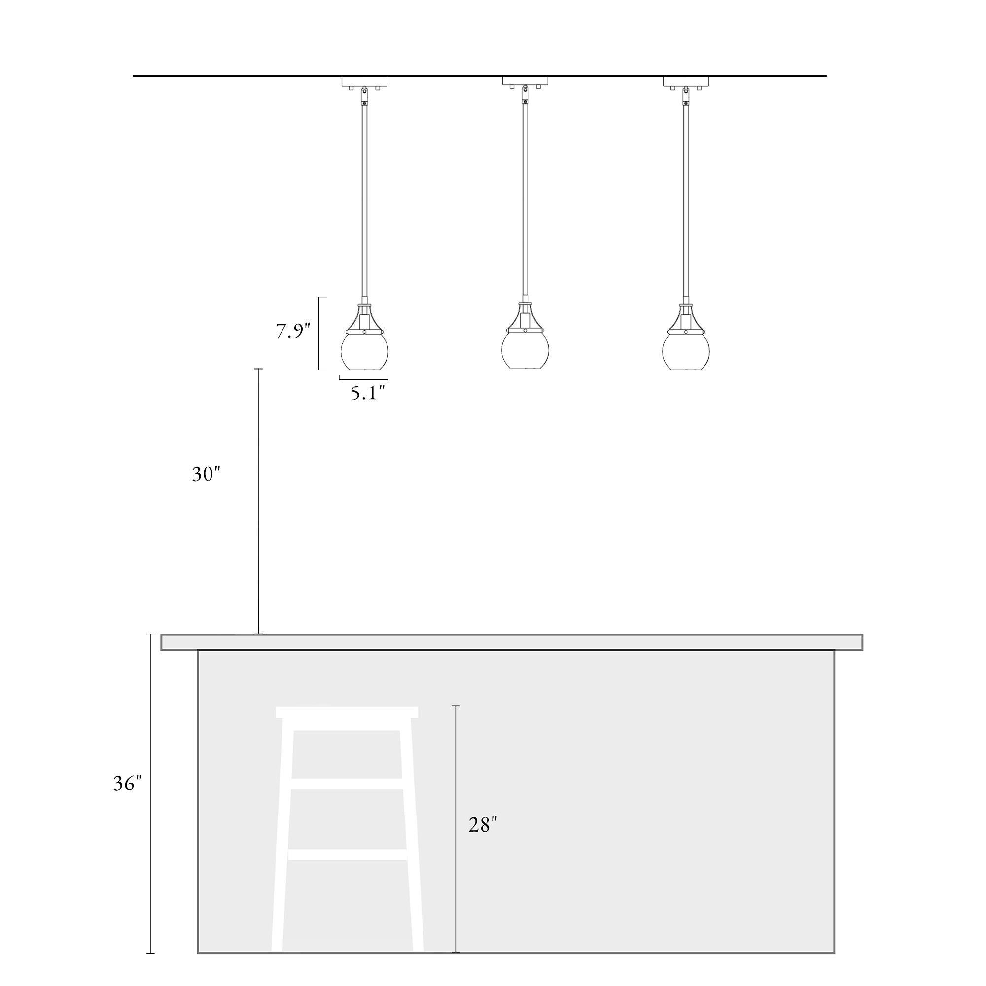 LNC Capensis 1-Light Matte Black and Polished Gold Clear Glass Globe LED Mini Indoor Kitchen Island Light: UL Listed, Adjustable Height
