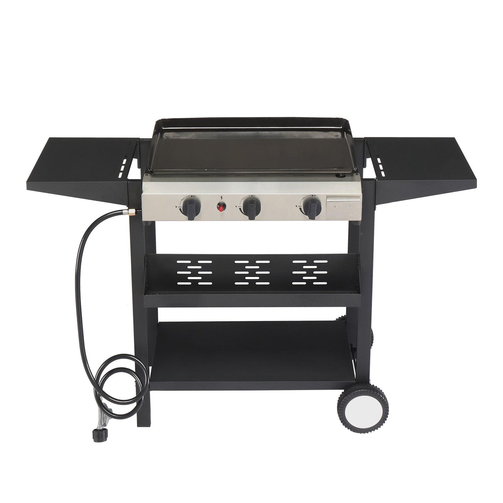 SKOK Portable 3-Burner Propane Flat-Top Gas Griddle for Outdoor, Camping, Patio, Garden