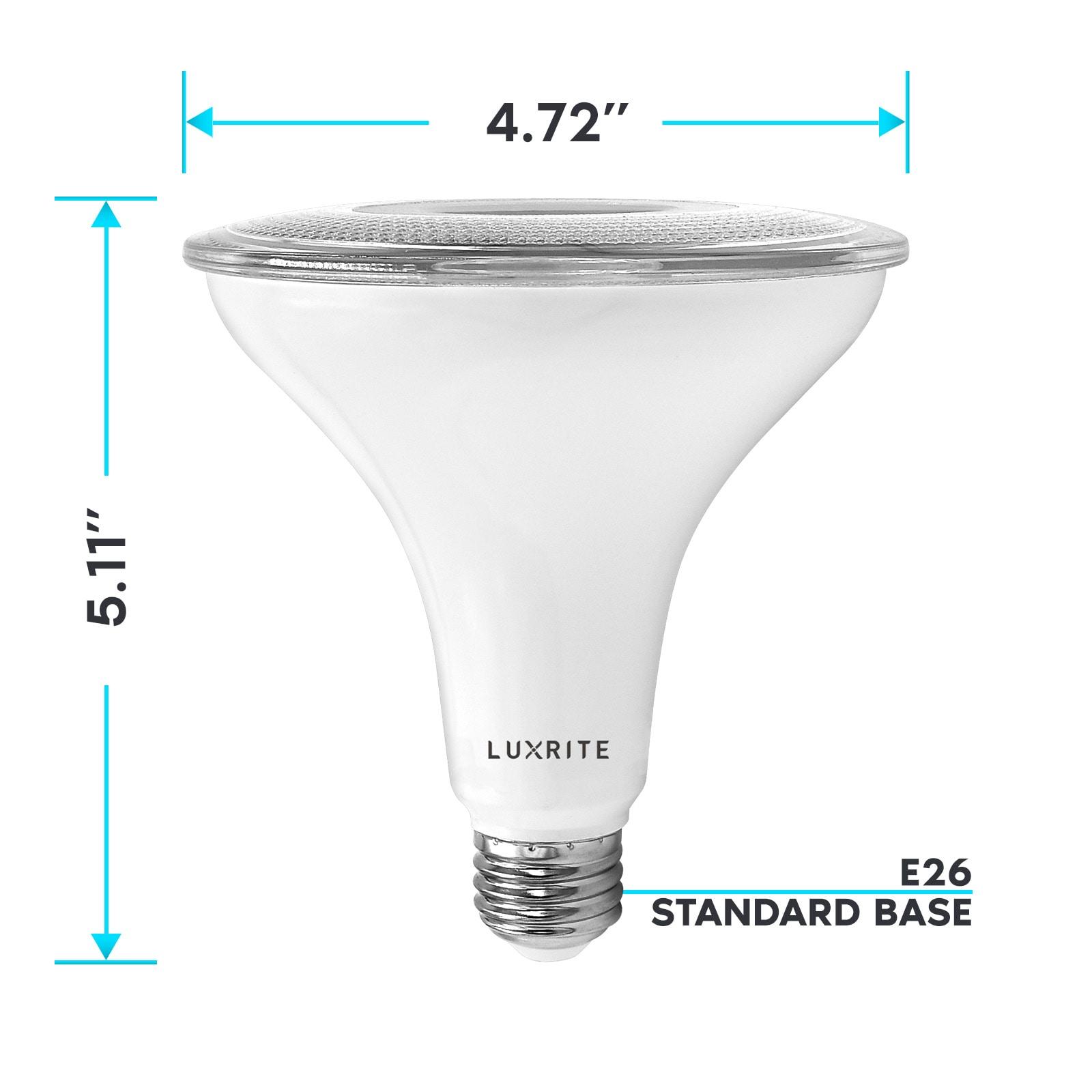 Luxrite 4 Pack PAR38 LED Outdoor Flood Light Bulbs, 120W Equivalent, 1250 Lumens, 4000K Cool White, 15W Dimmable, Wet Rated, E26 Base, UL Listed
