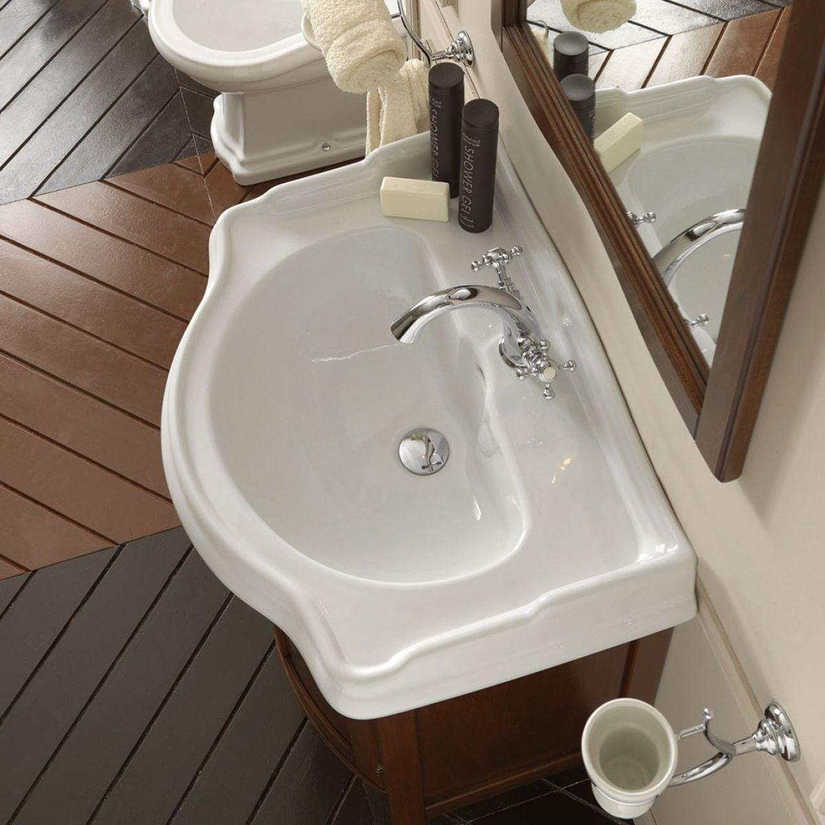 WS Bath Collections 18.3'' White Ceramic U-Shaped Bathroom Sink with Overflow