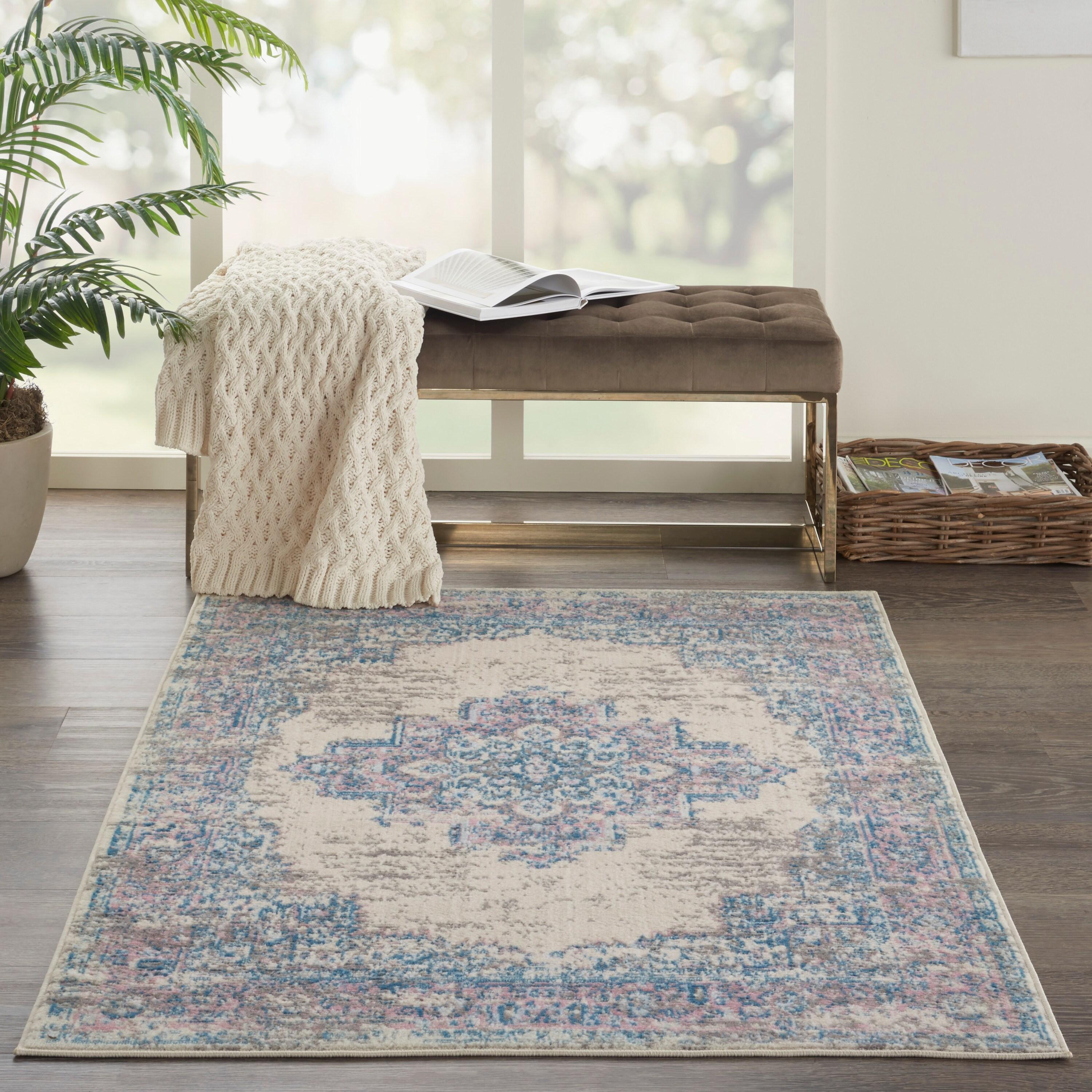 Nourison Grafix GRF14 Ivory/Pink Area Rug - Ivory/Pink 3' x 5'
