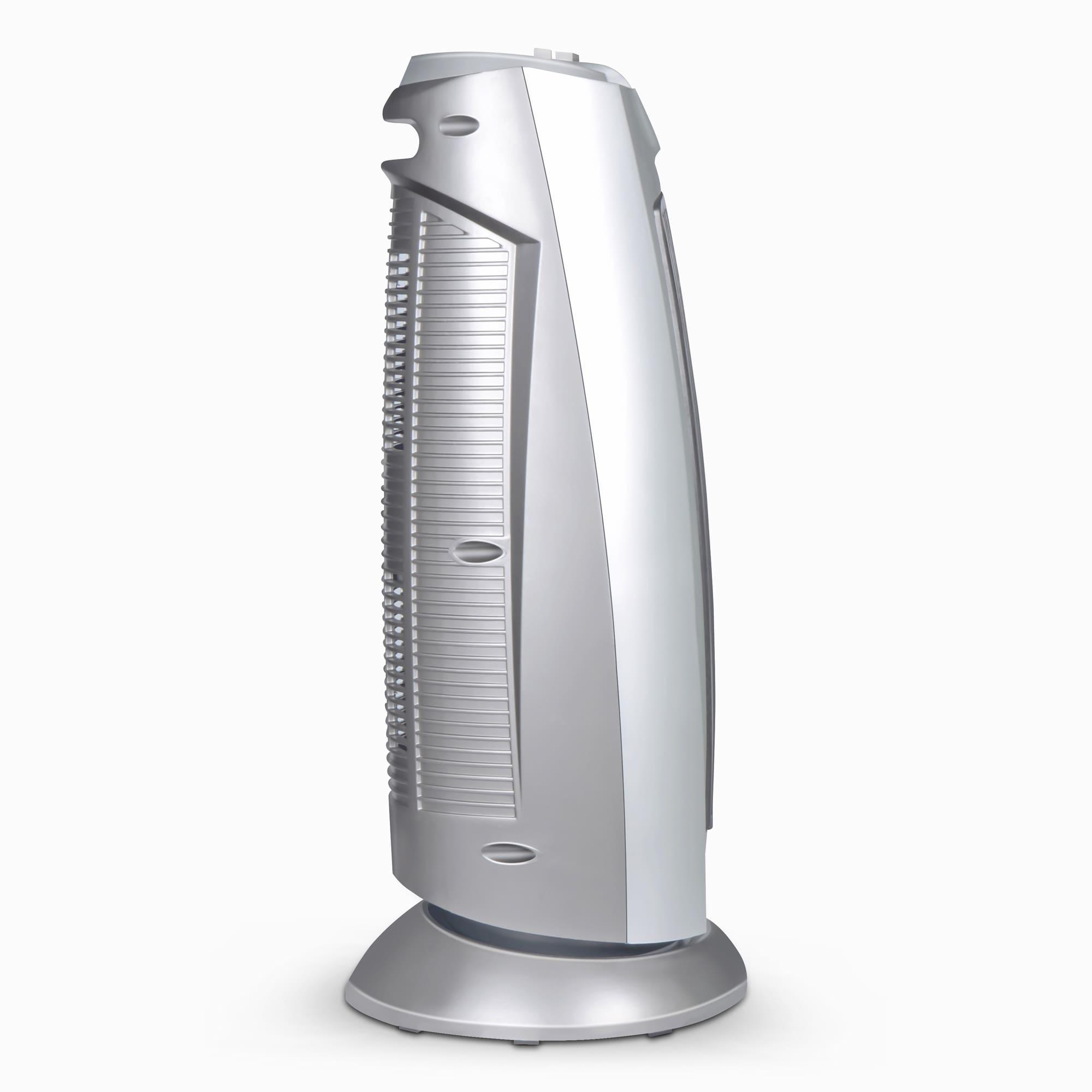 Silver Ceramic Electric Tower Heater with Thermostat and Remote