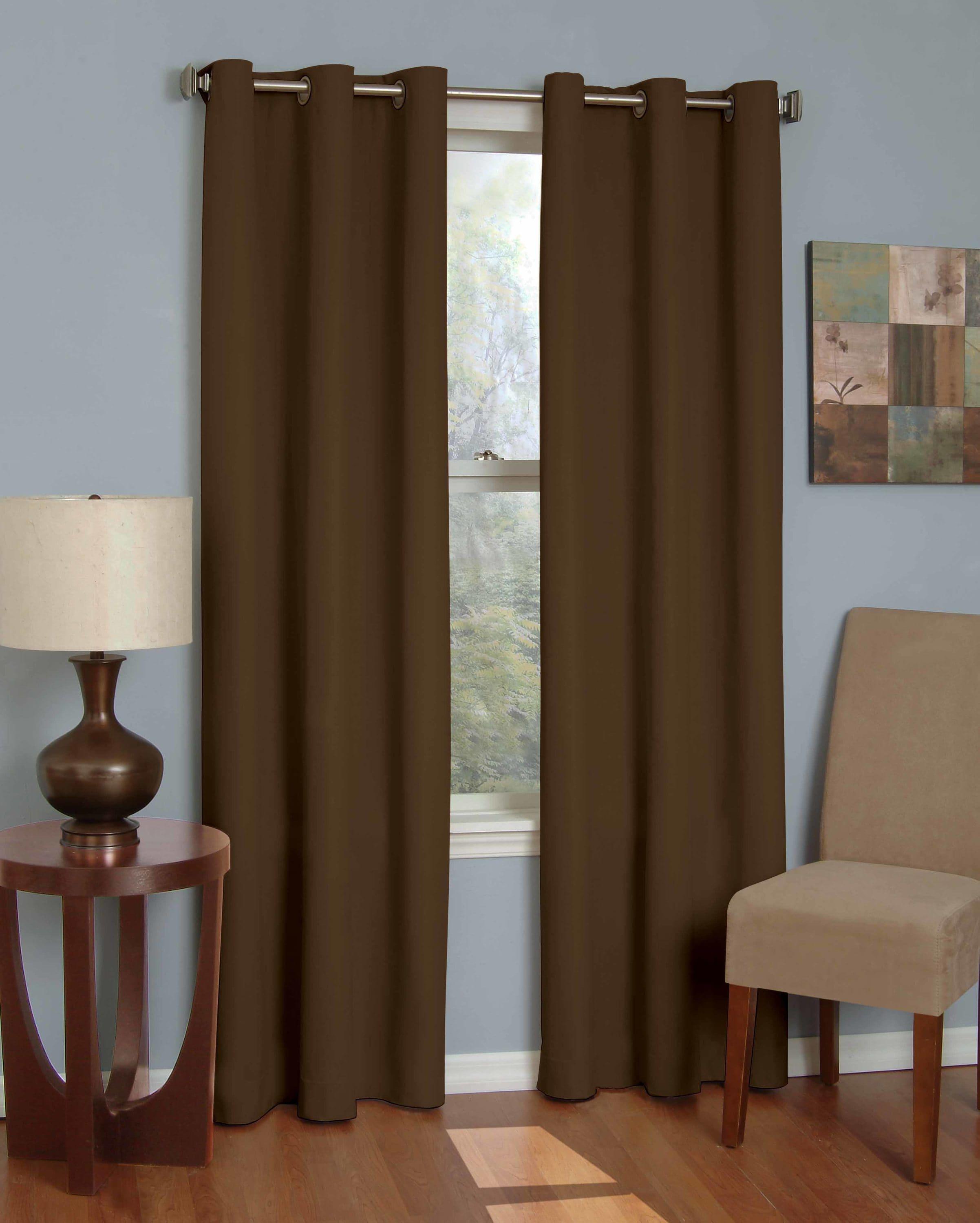 Microfiber Blackout Grommet Curtains, Solid Thermaback Window Curtains