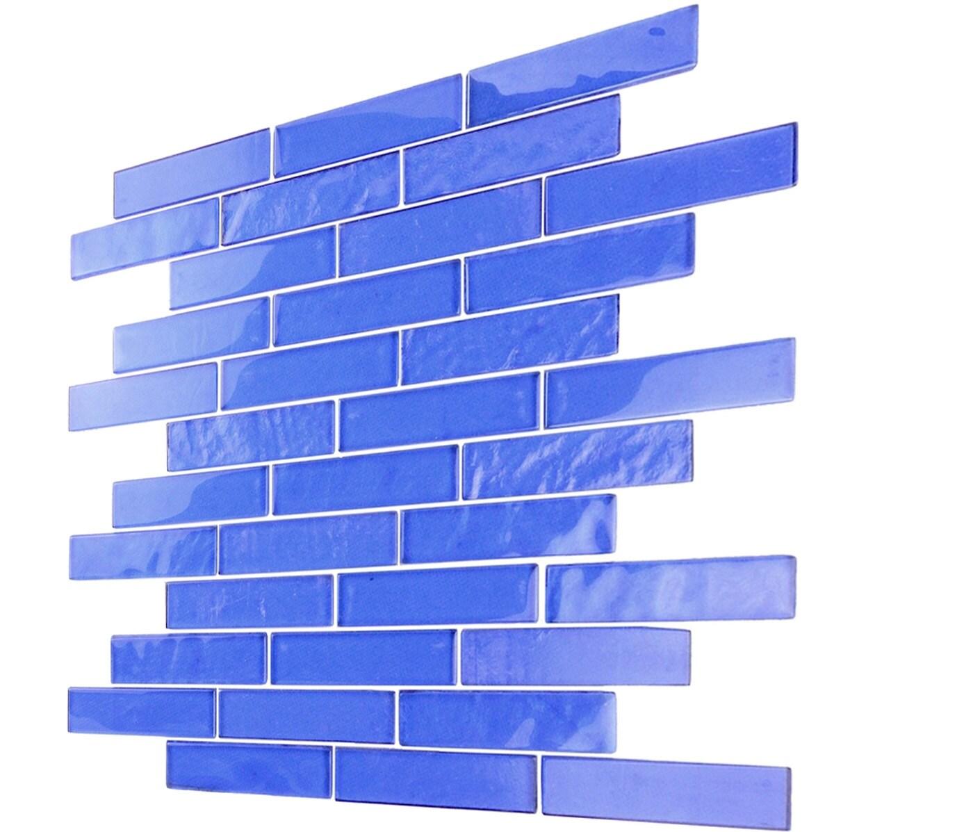 Landscape 1 in. x 4 in. Translucent Glass Plastic Face Mounted Brick Mosaic Designer Pool Tile