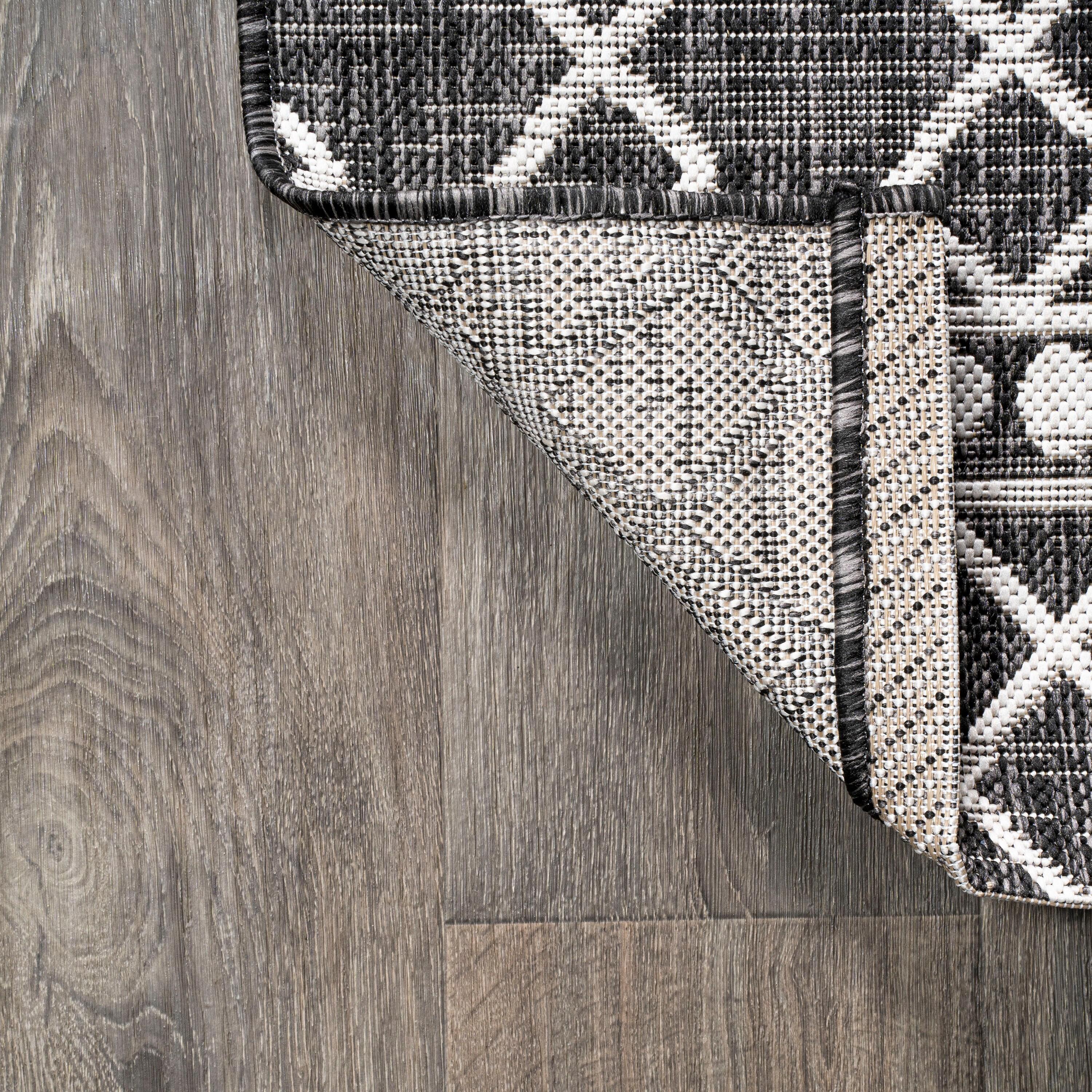 3'x5' Kafel Modern Bohemian Indoor/Outdoor Area Rug, Black/Ivory - JONATHAN Y