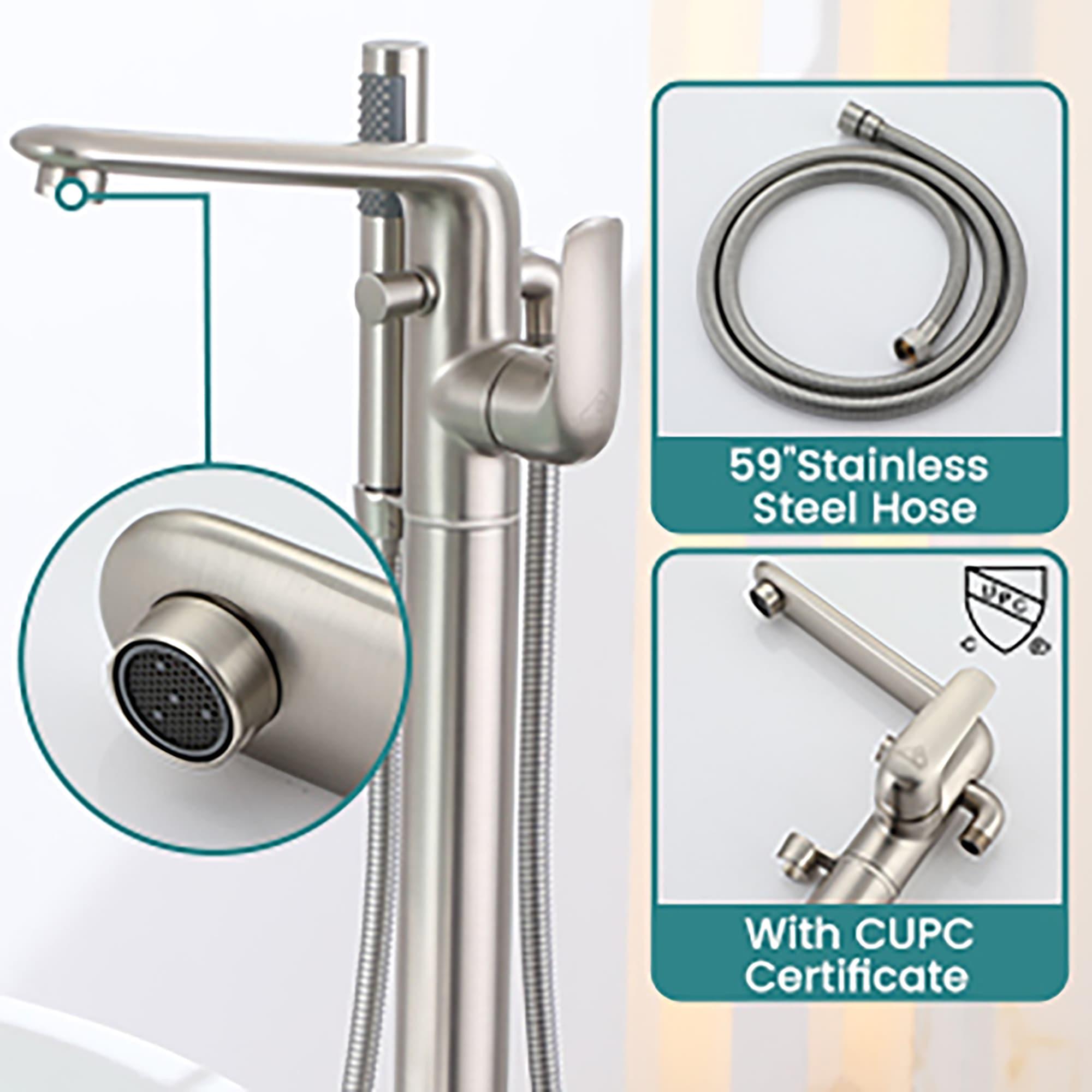 CASAINC KCLT0054-BN Single Handle Freestanding Bathtub Faucet with Diverter and Handshower
