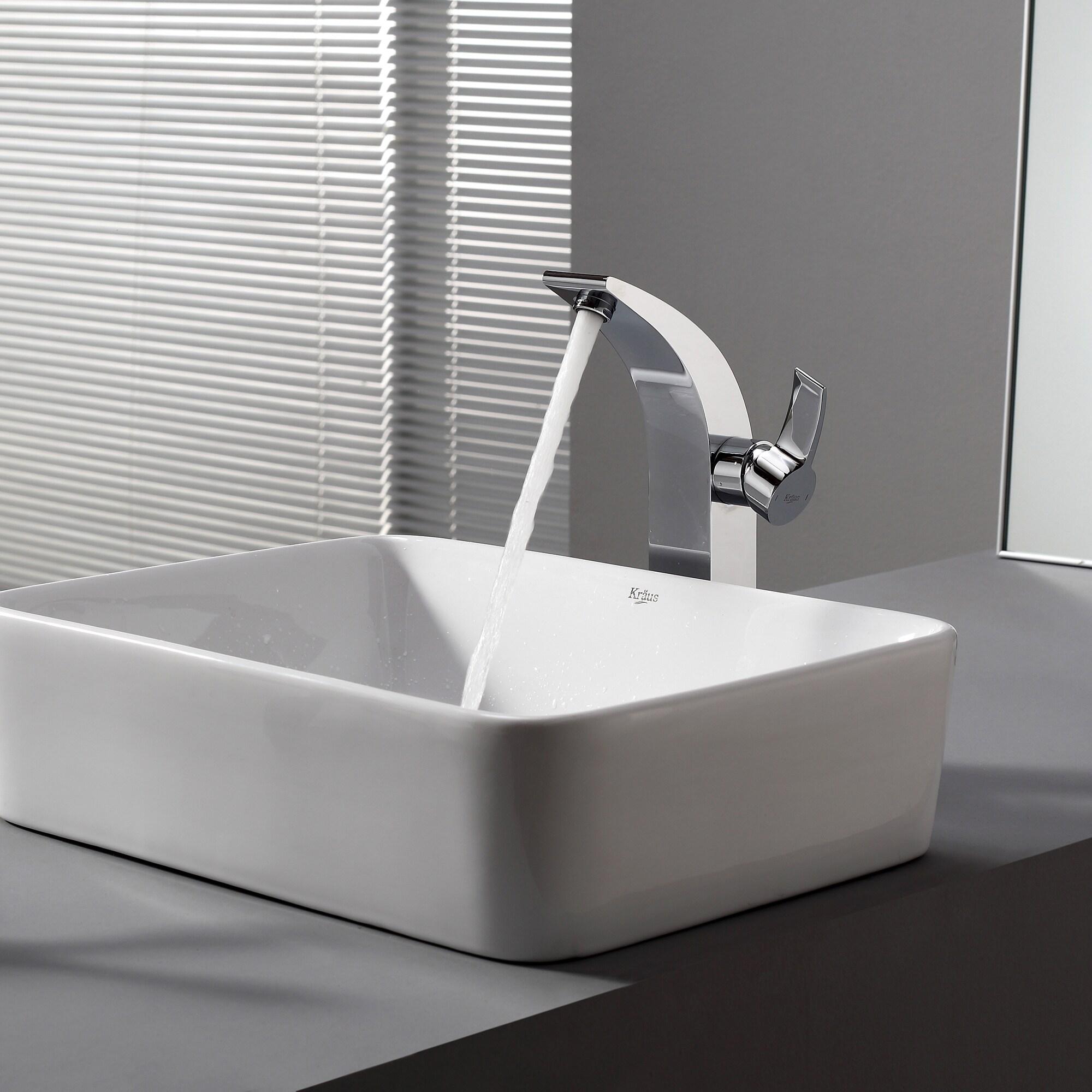 Ceramic Rectangular Vessel Bathroom Sink