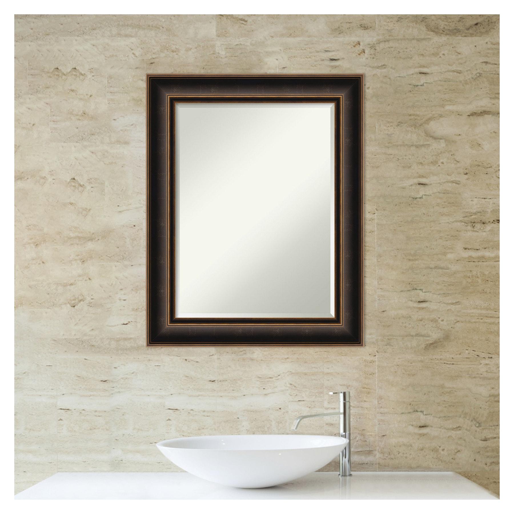 Villa Oil Rubbed Bronze Beveled Wood Bathroom Vanity Mirror