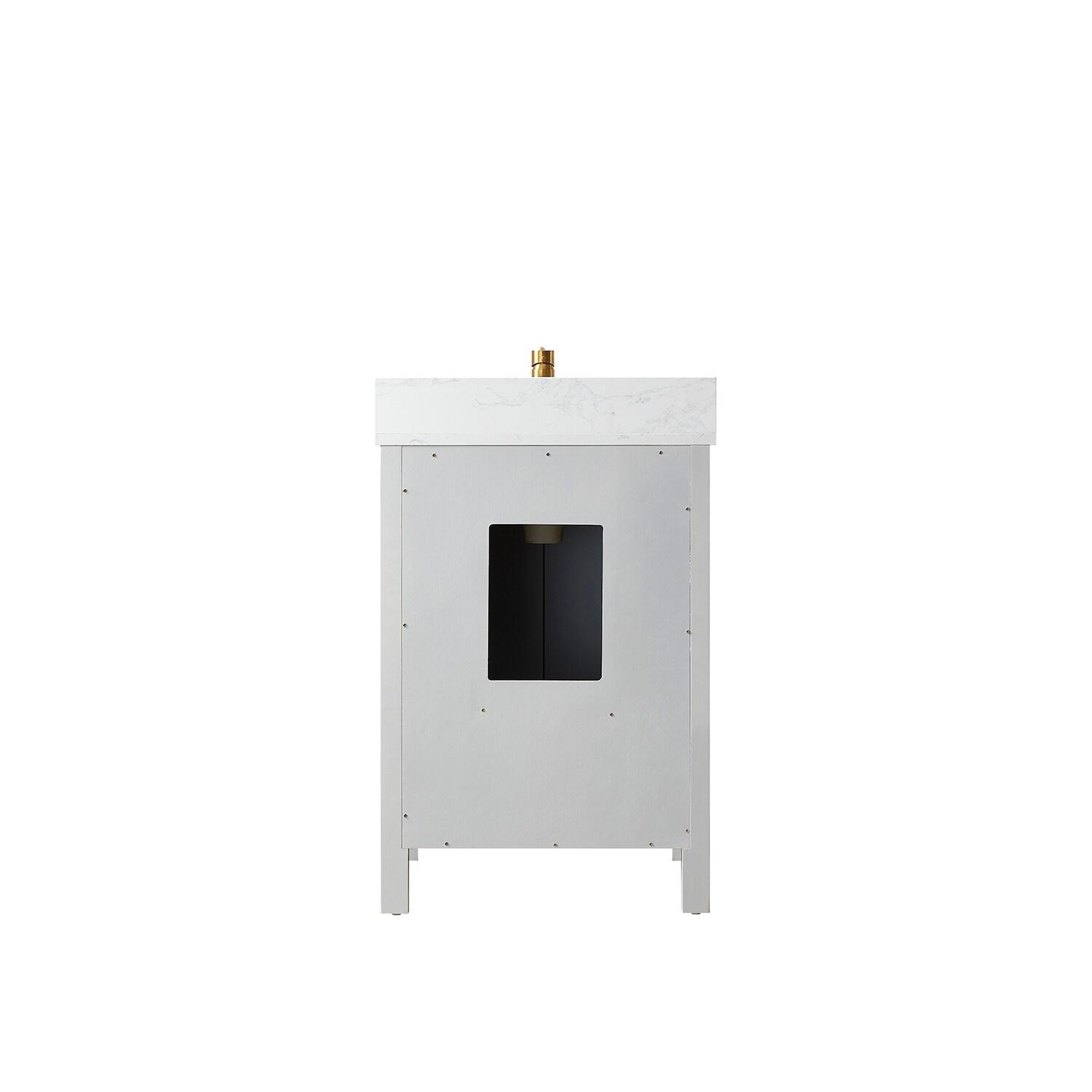 Shannon 24" Single Sink Bathroom Vanity White Stone Top in Gray No Mirror
