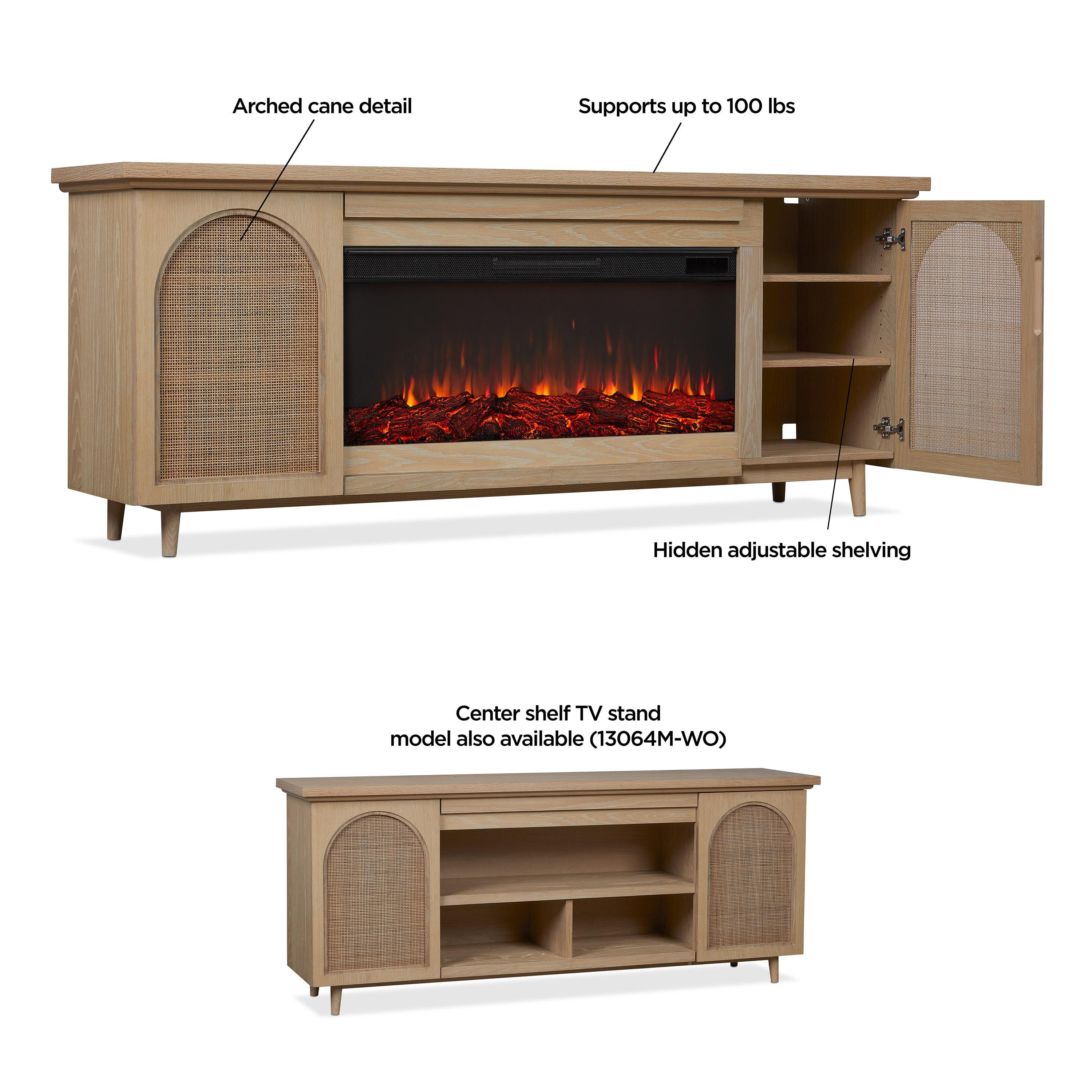 Dahlia 76" Landscape Electric Fireplace Tv Stand In White Oak