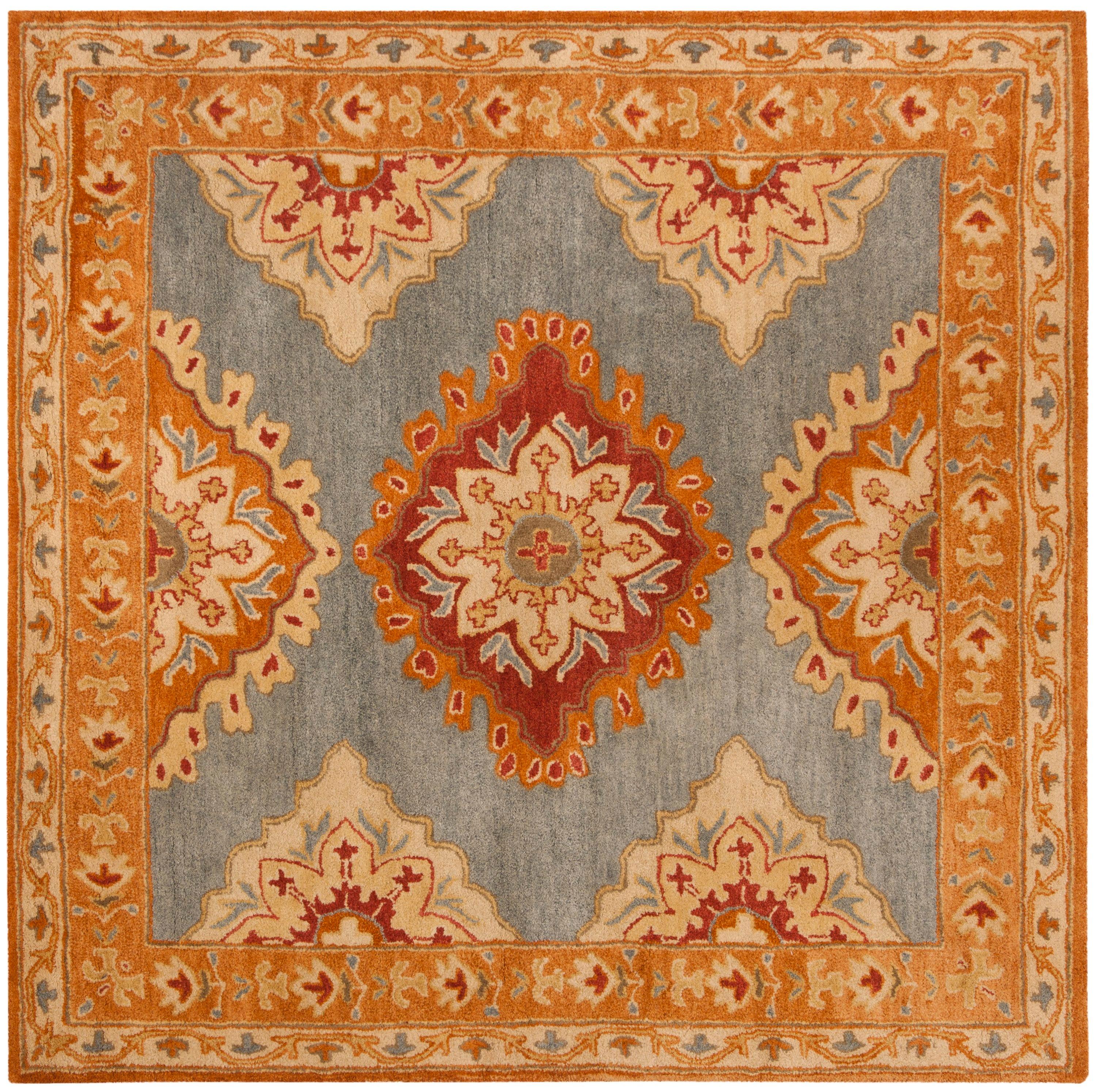 Heritage HG408 Handmade Area Rug - 6'x6' - Blue/Rust - Safavieh