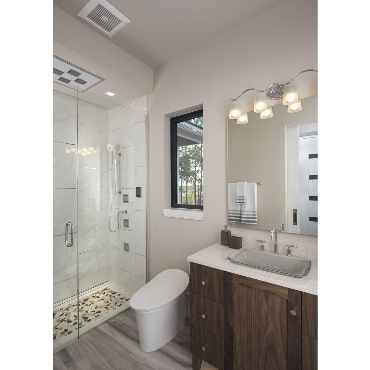 Progress Lighting Inspire 4-Light Wall Sconce, Polished Chrome, Etched Glass Shades