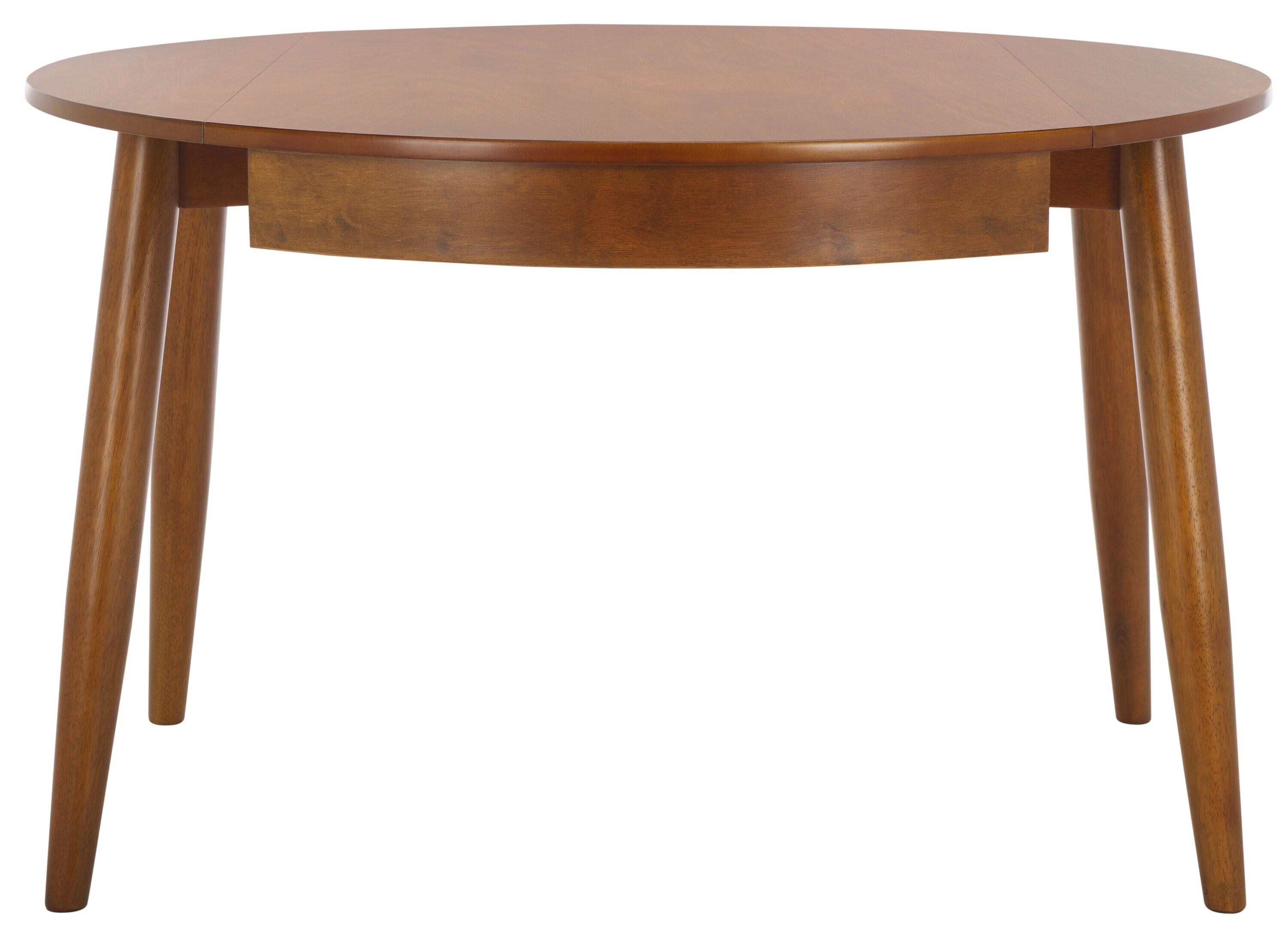 Medium Walnut Round Extendable Rubberwood Dining Table