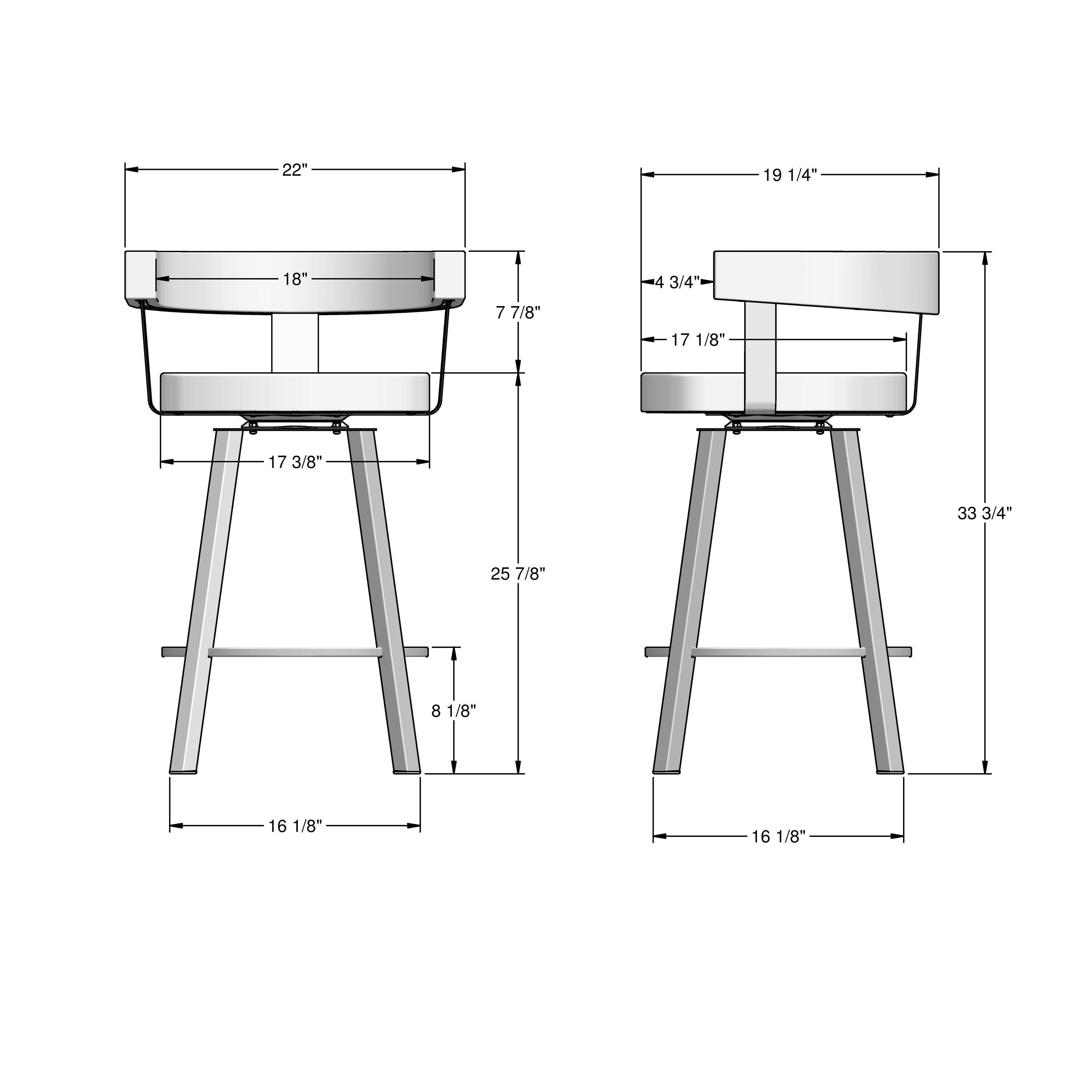 Amisco Parker 26 In. Swivel Counter Stool - Grey White Polyester / Metallic Grey Metal