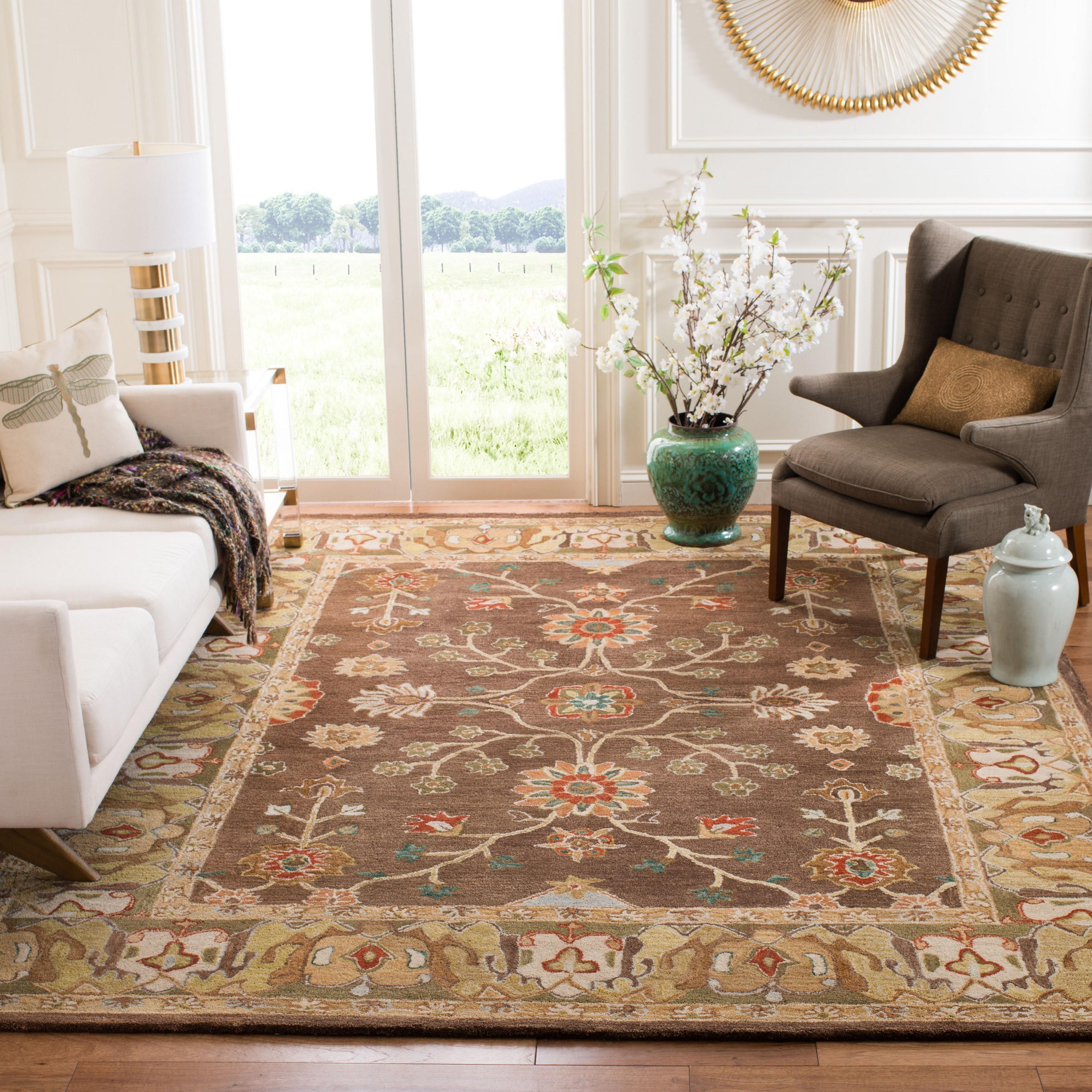 Anatolia AN562 Hand Tufted Indoor Area Rug - Brown/Gold - 9'x12' - Safavieh