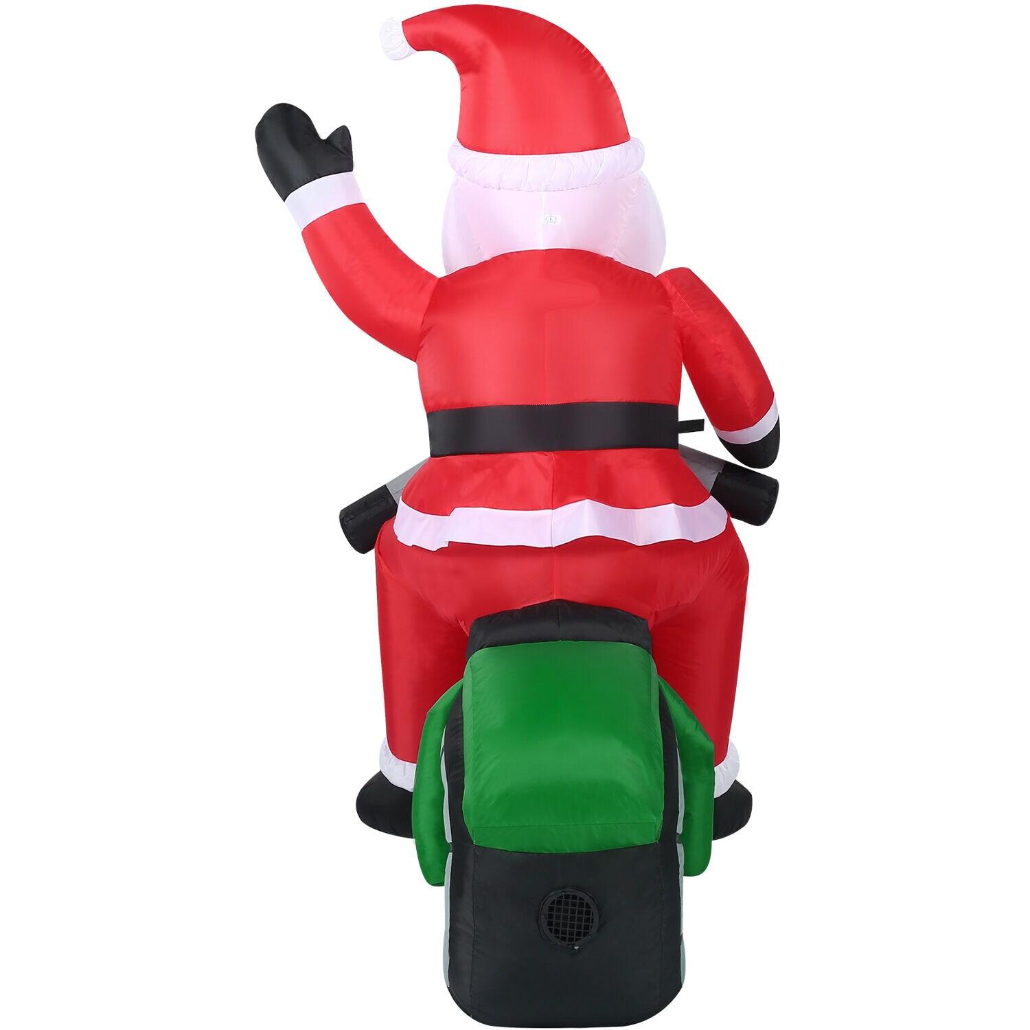 Fraser Hill Farm Fraser Hill Farm 6-Ft. Wide Motorcycle Santa Blow Up Inflatable with Lights