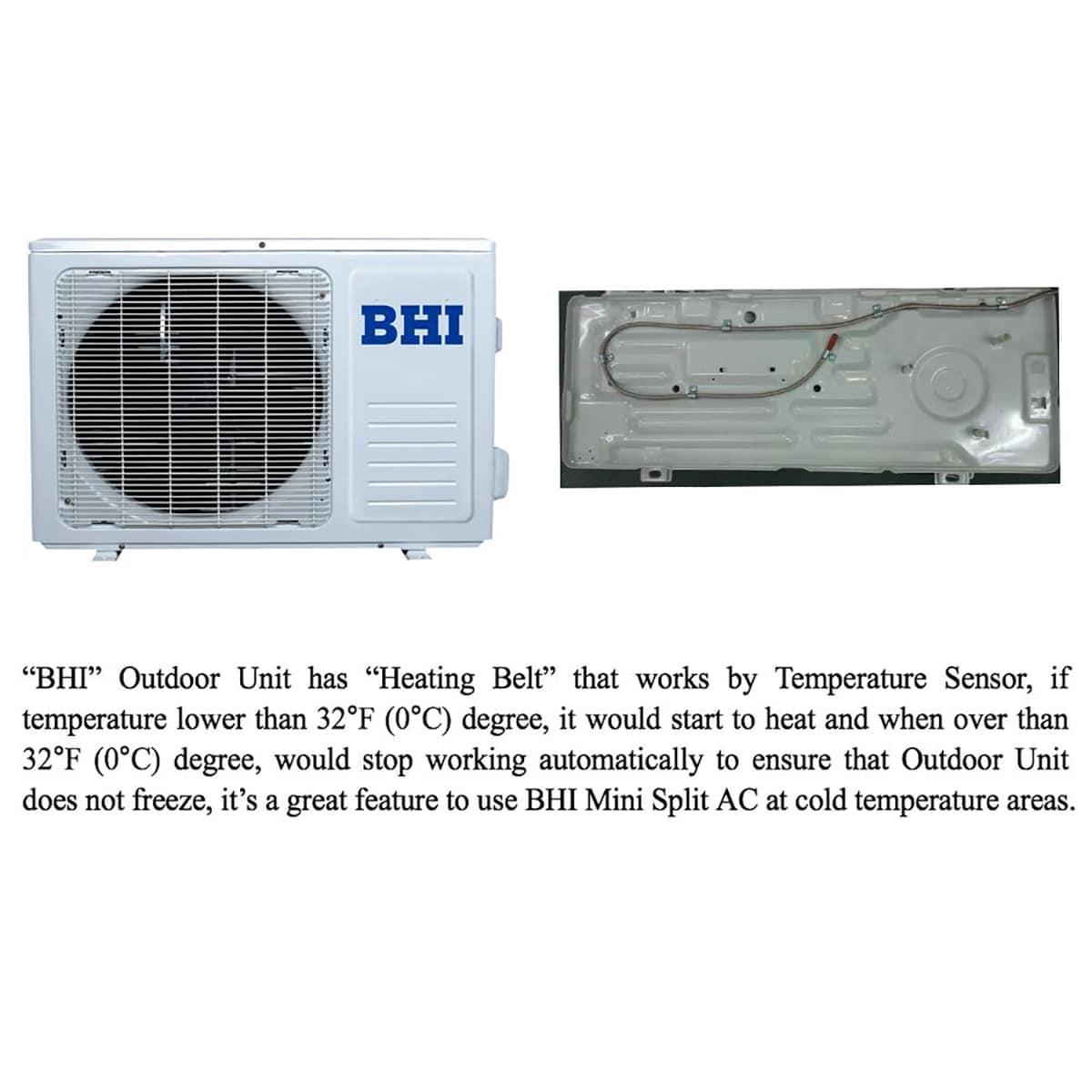 BHI 12000 BTU Wi-Fi Connected Ductless Mini Split Air Conditioner for 600 Square Feet with Heater and Remote Included